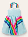 Robe dos-nu à motif arc-en-ciel-Arc-en-ciel bleu géorgien