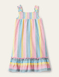 Tiered Midi Dress-Rainbow Multi Seersucker