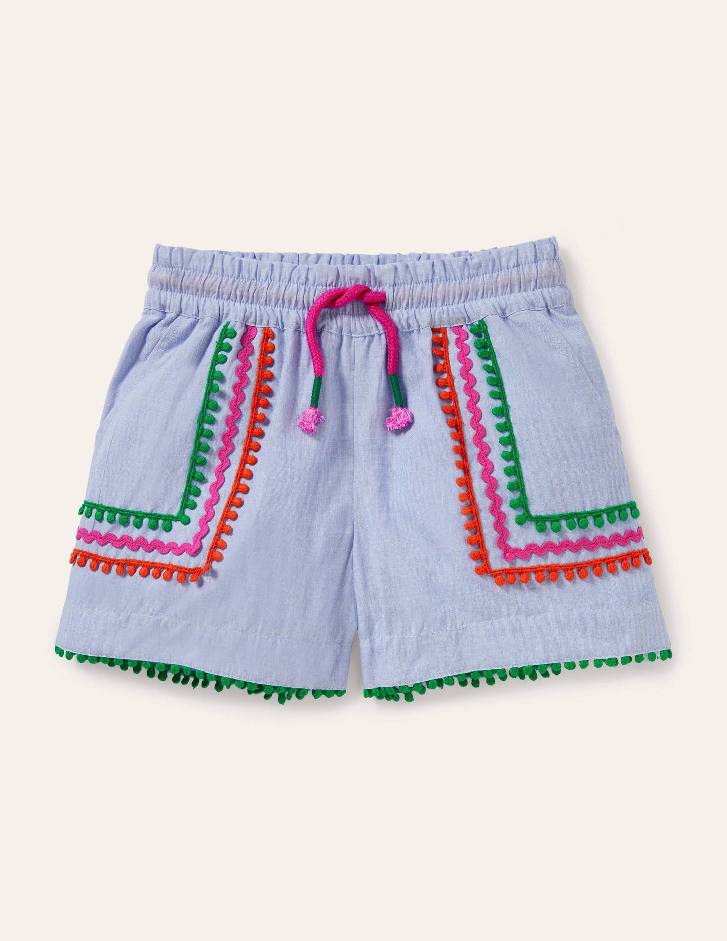 Short à pampilles-Chambray
