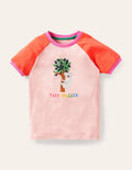Gemustertes Raglan-T-Shirt mit Grafik-Delfinrosa, Koala