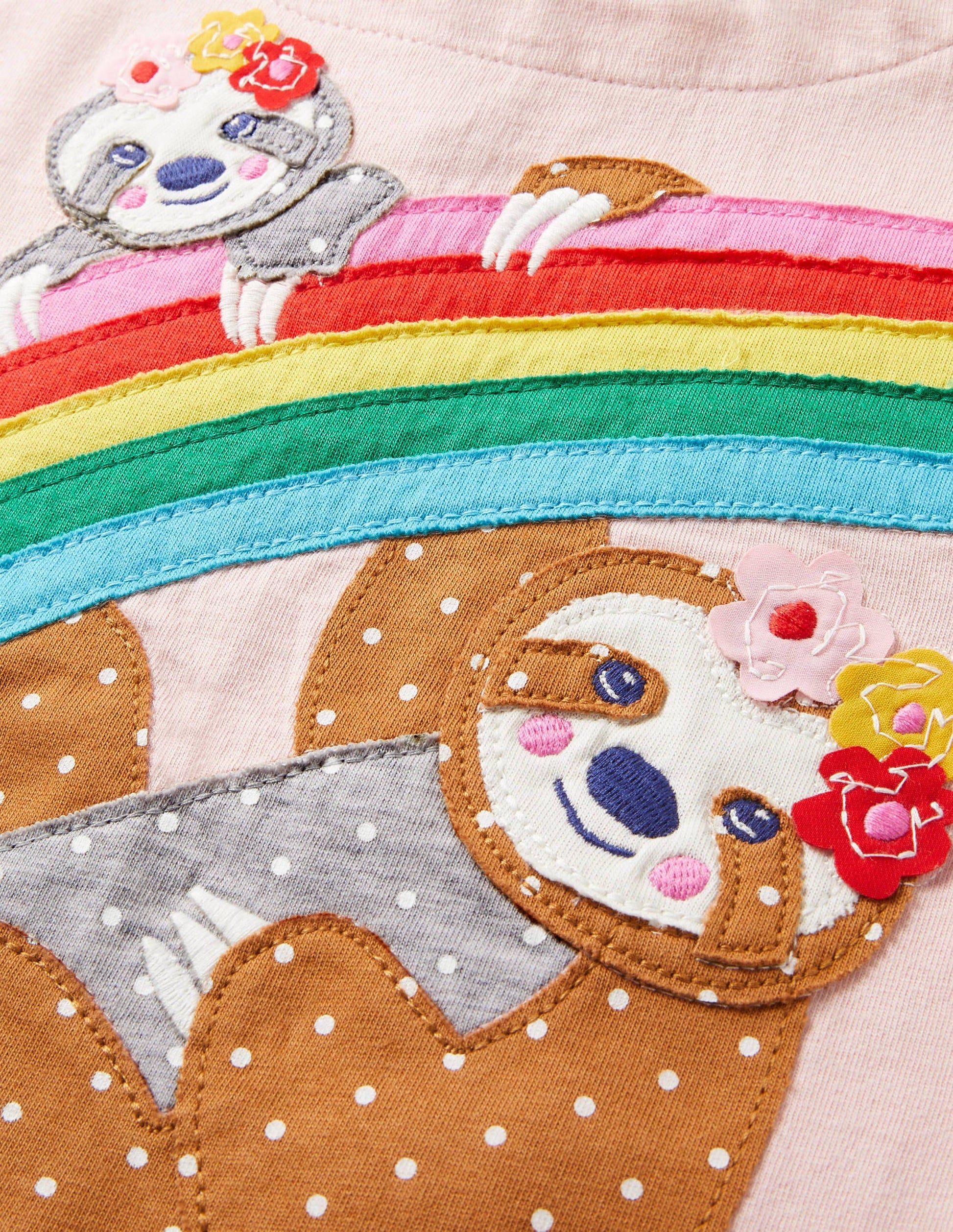 Robe à appliqué et jupe volantée-Pink Rainbow Sloth-3