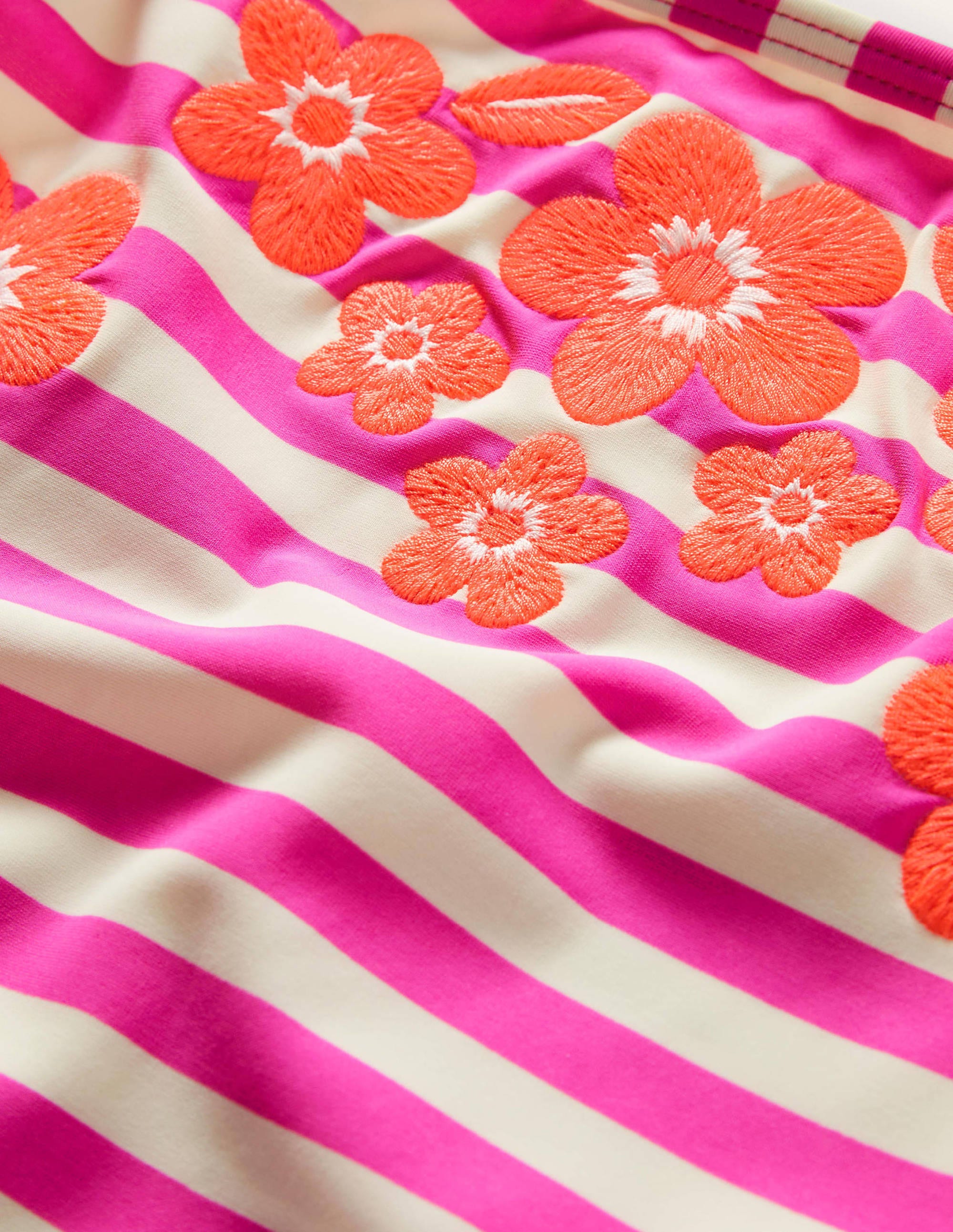 Maillot de bain brodé-Rayé rose pop - Image 3