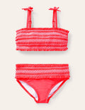 Smocked Bikini Set-Watermelon Punch Ivory Stripe