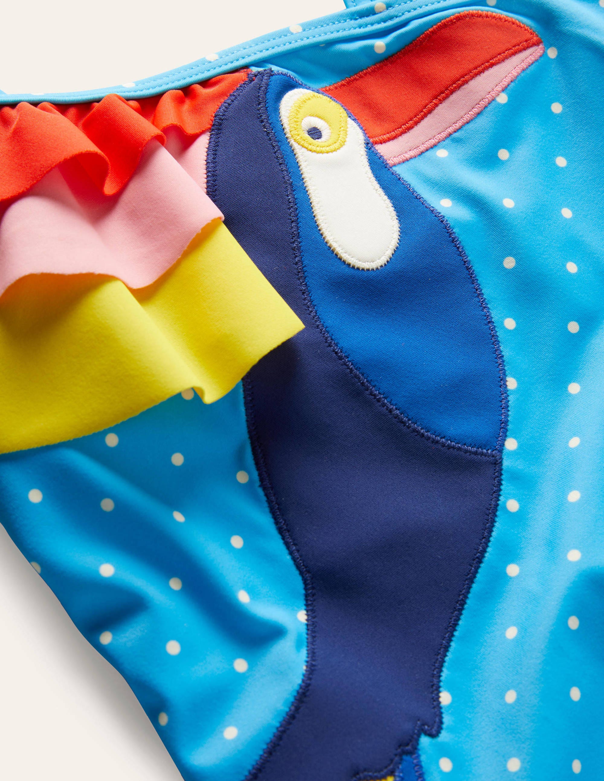 Maillot de bain asymétrique à appliqué-Toucan bleu géorgien - Image 3