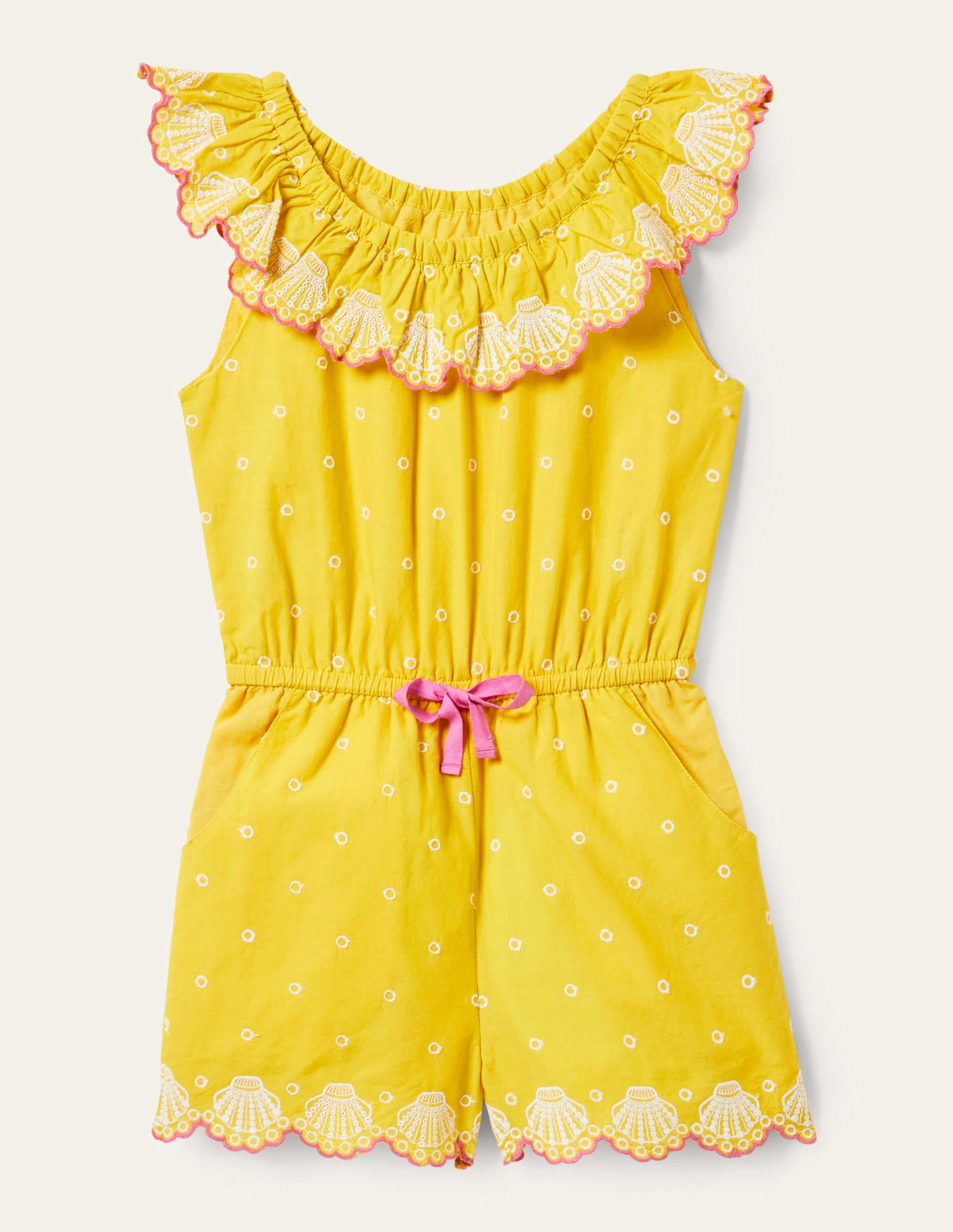 Woven Broderie Playsuit-Daffodil Yellow - Image 1