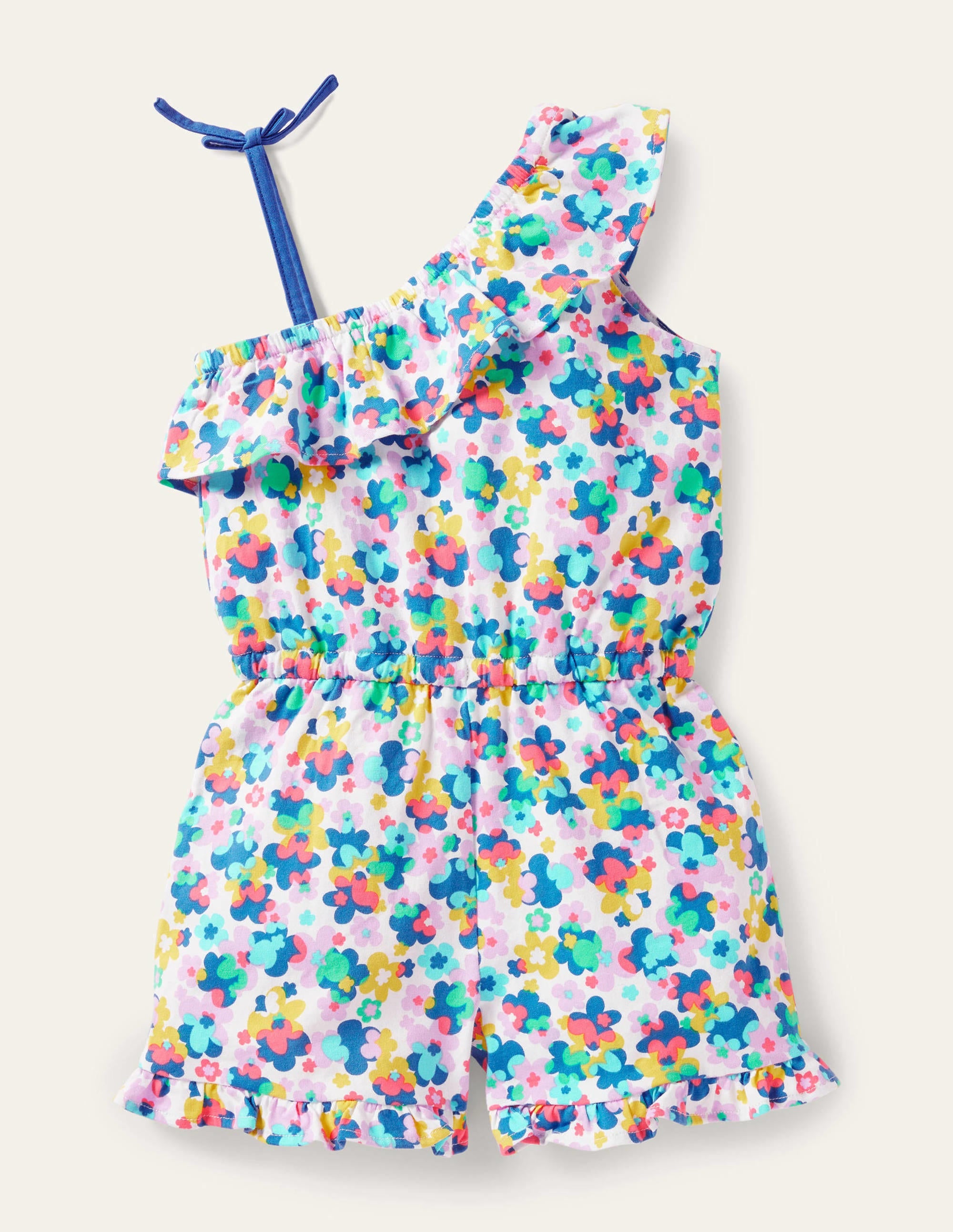 Jersey-Einteiler mit einer Schulter-Bunt, Fröhliches Blumenmuster - Image 2