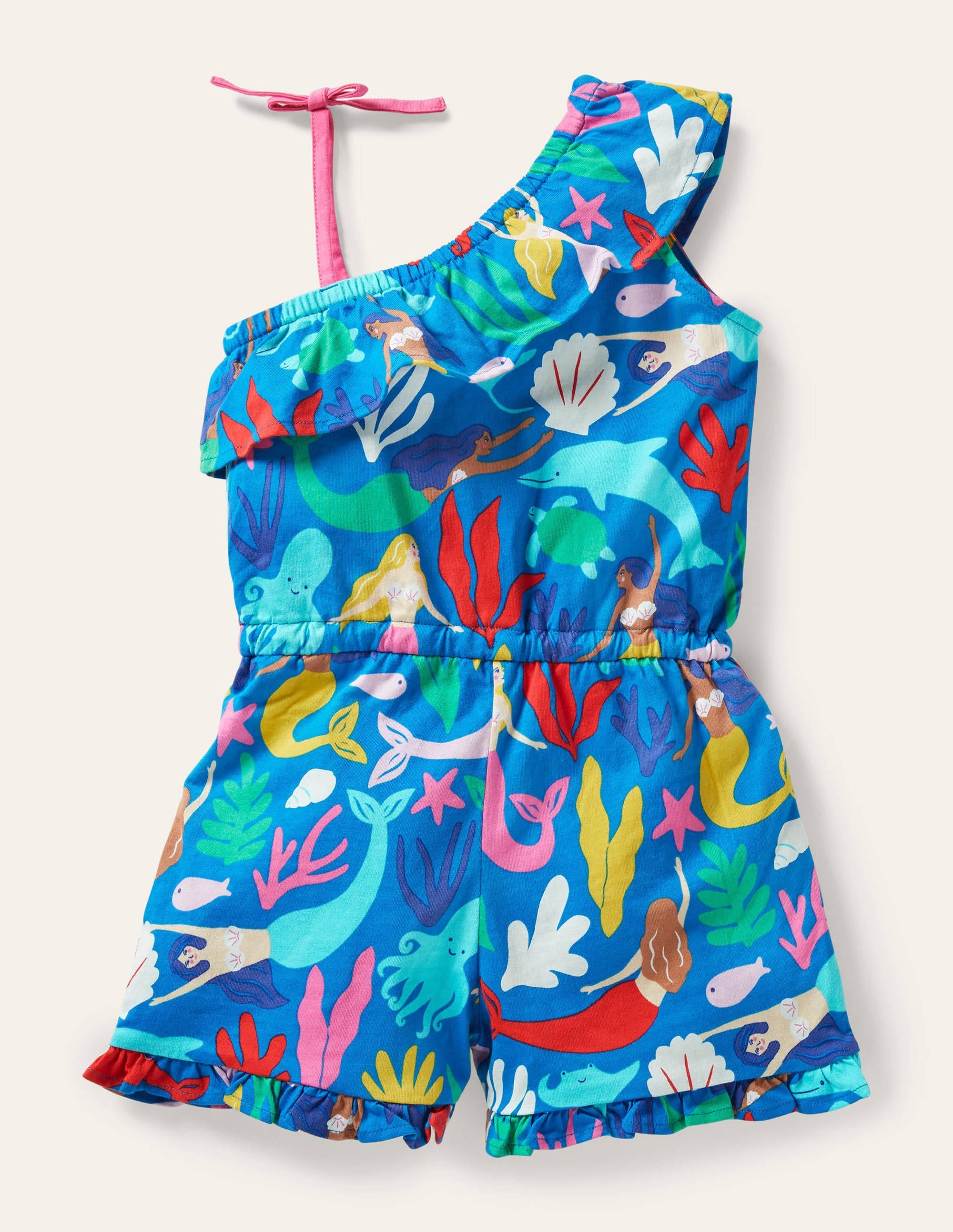 Combishort asymétrique en jersey-Sirènes bleues - Image 2