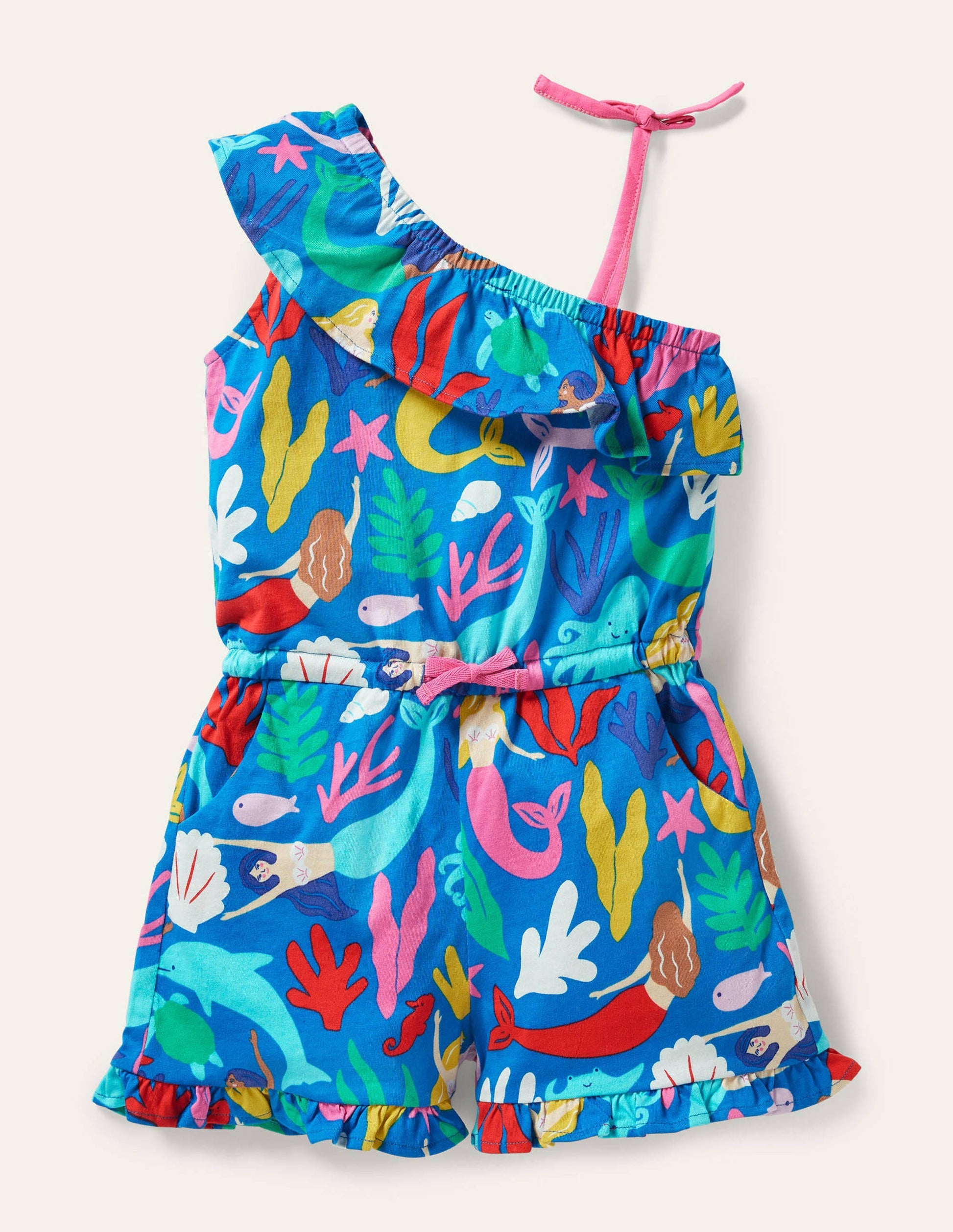 Combishort asymétrique en jersey-Sirènes bleues-1