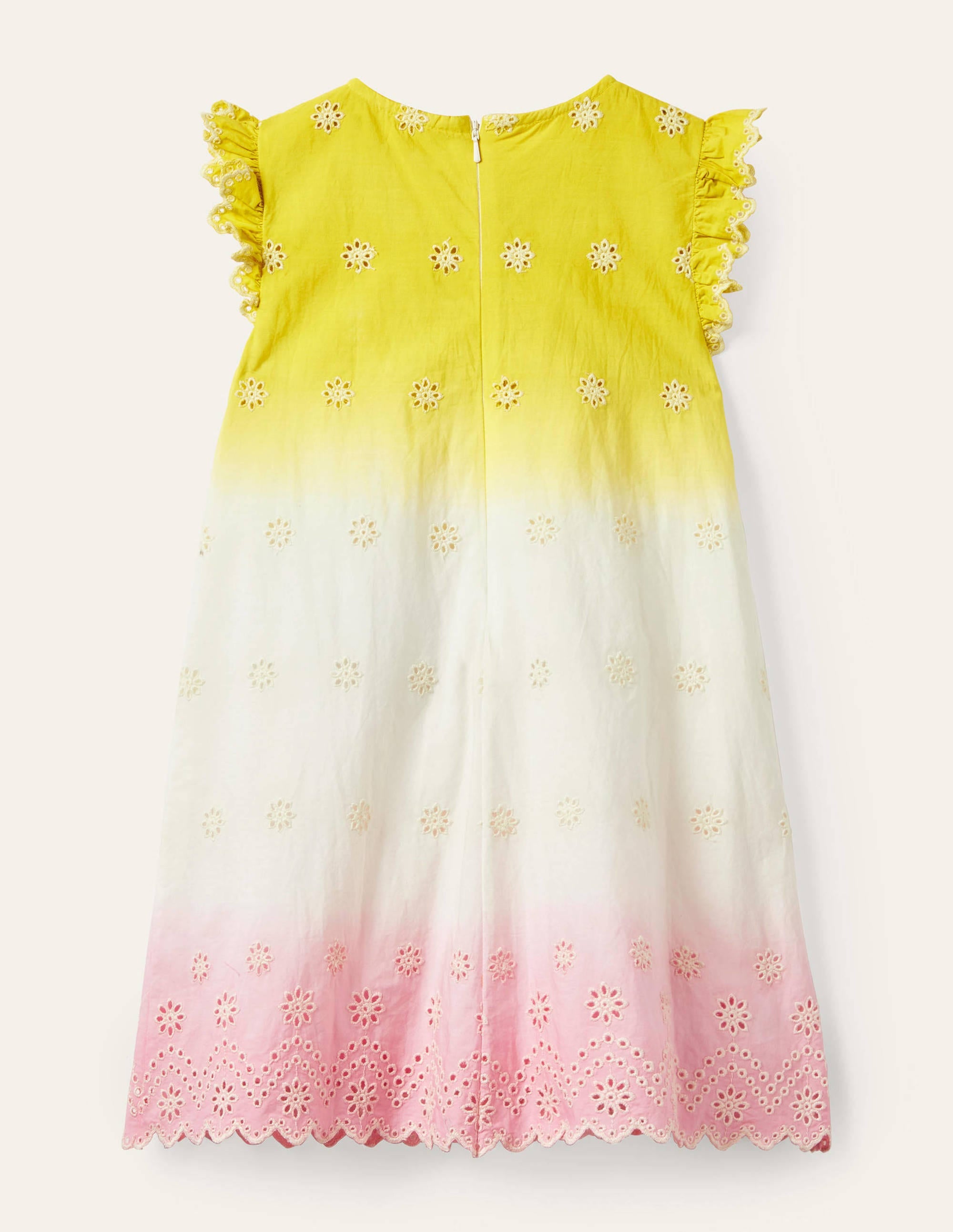 Robe tie-dye à broderie anglaise-Ombré jaune jonquille/rose - Image 2