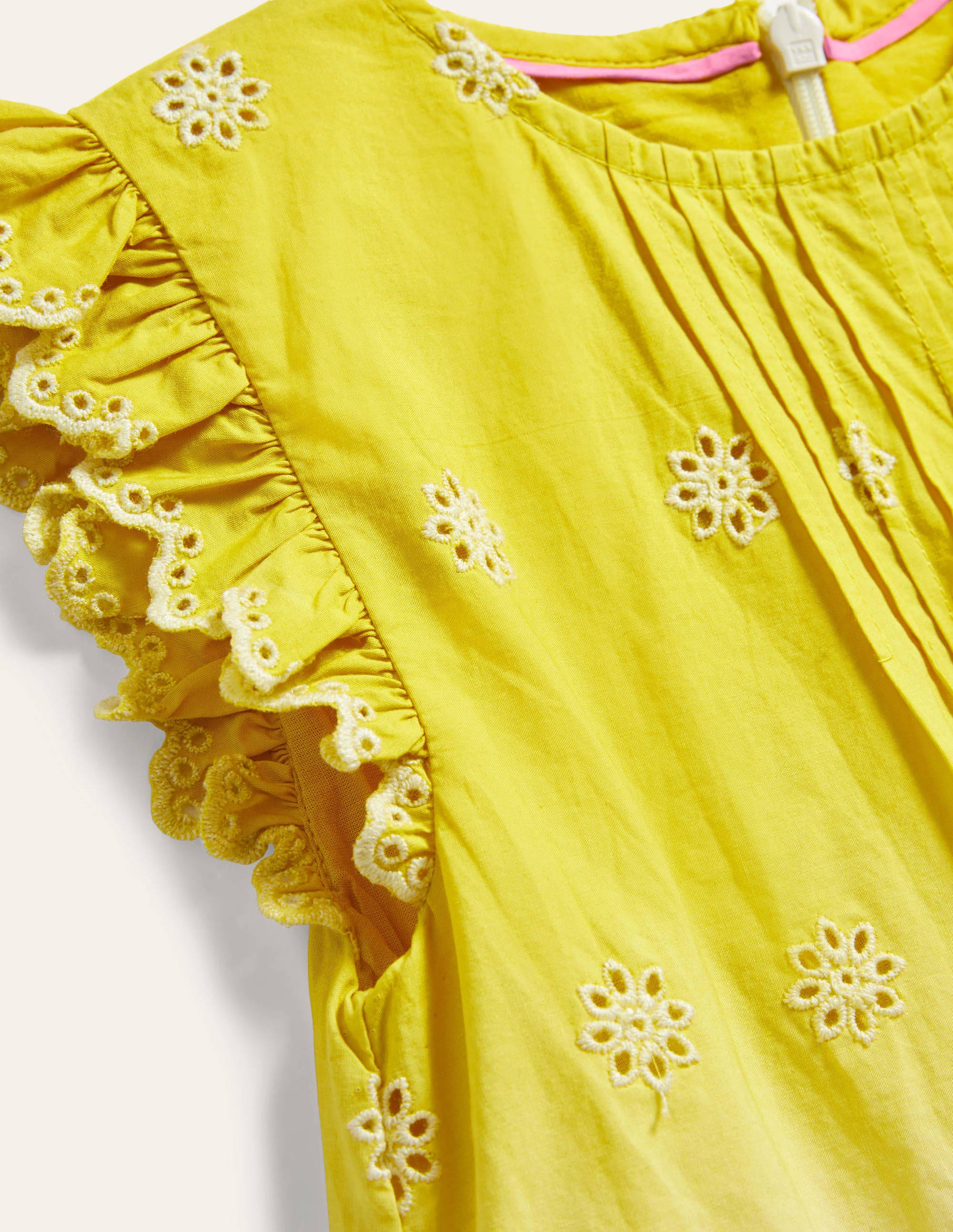 Robe tie-dye à broderie anglaise-Ombré jaune jonquille/rose - Image 3