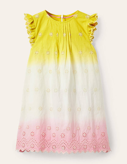 Broderie Dress-Daffodil Yellow/Pink Ombre-3