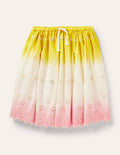 Jupe midi tournoyante-Dip-dye jaune jonquille/rose