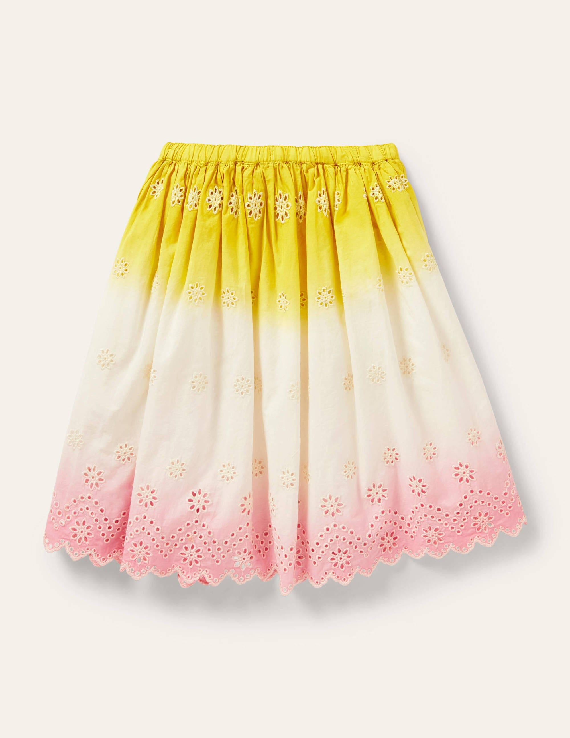 Jupe midi tournoyante-Dip-dye jaune jonquille/rose - Image 2