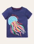 Flatter-T-Shirt mit lustigen Fakten-Segelblau, Qualle