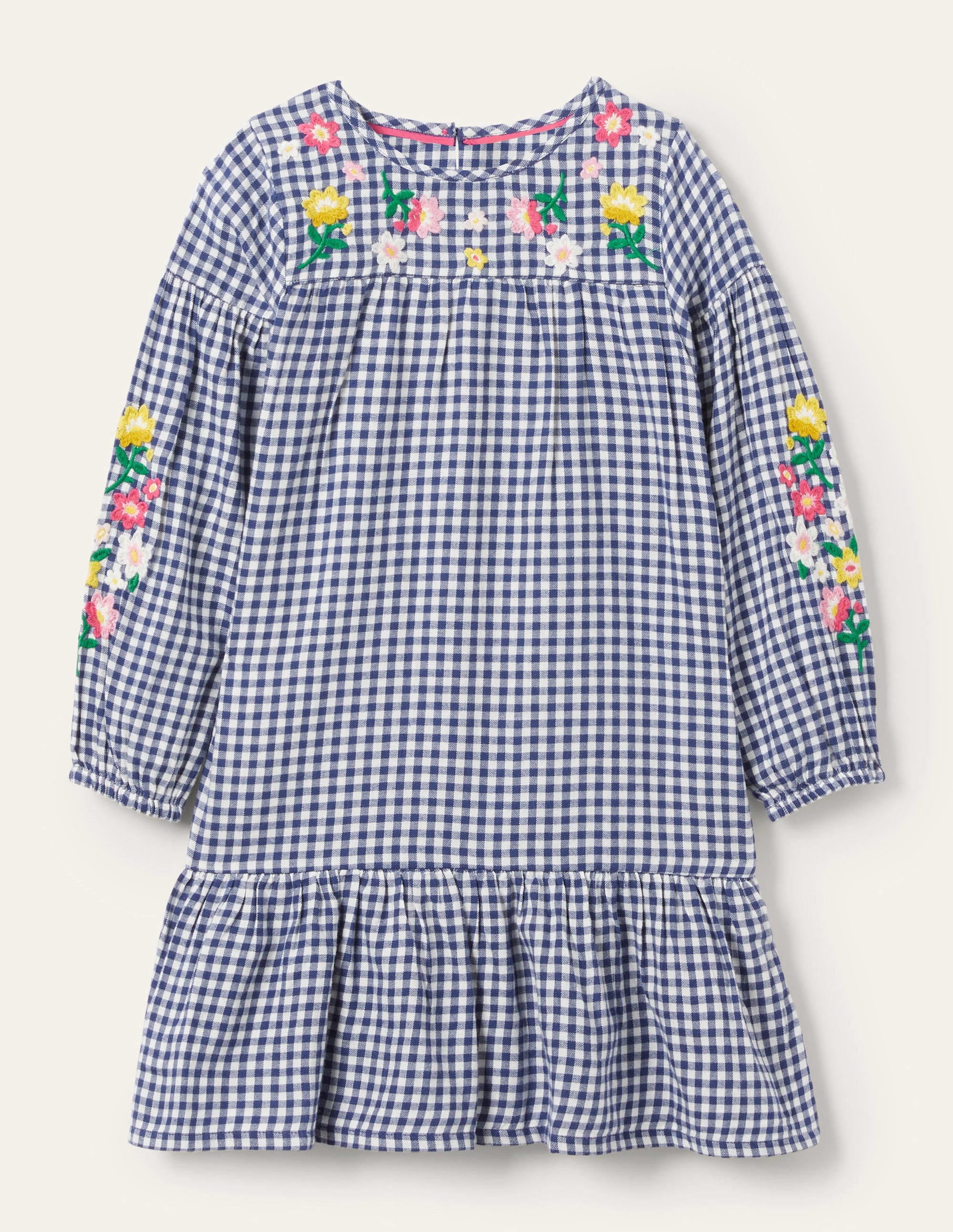 Webkleid mit Stickerei-Segelblau, Vichykaros - Image 1