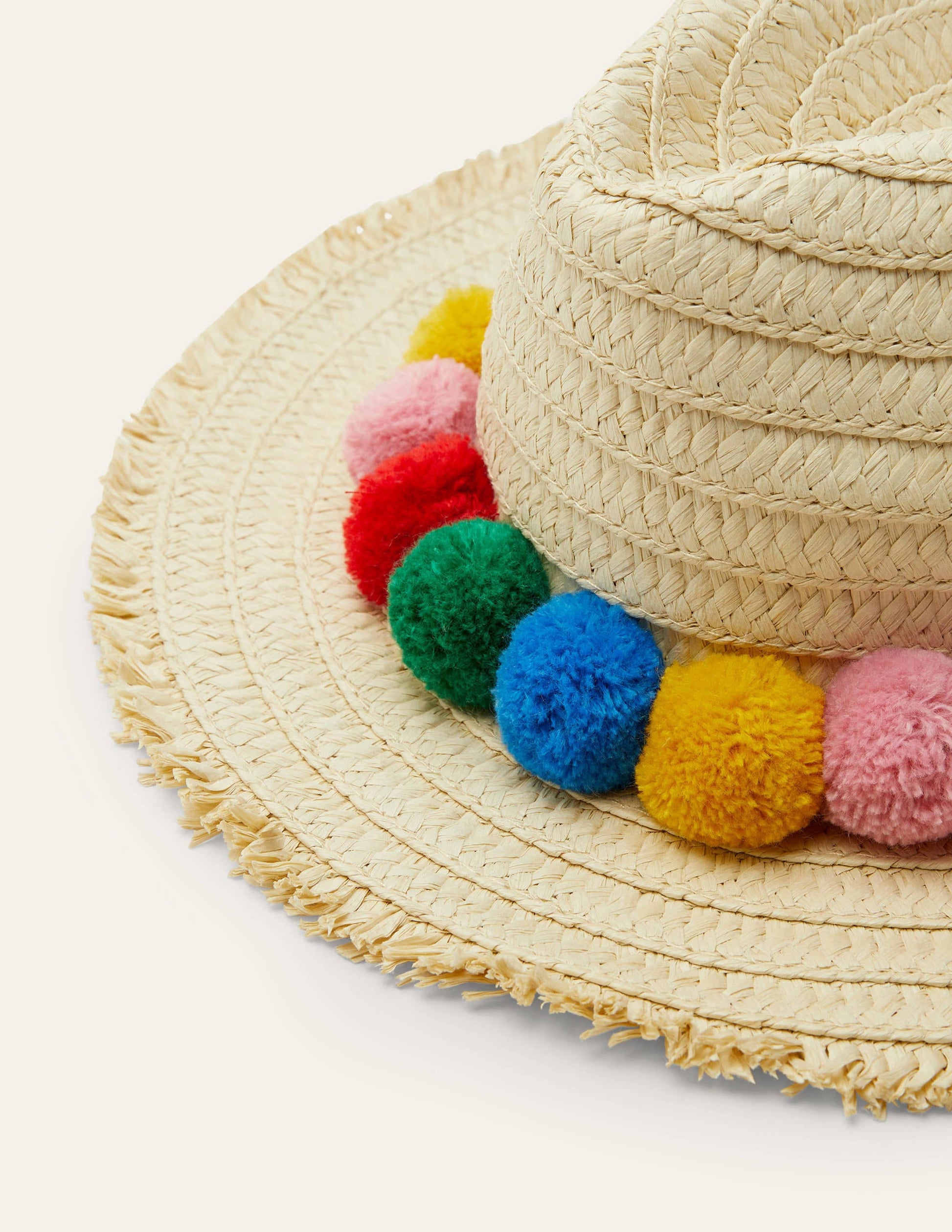 Chapeau de paille-Pompons arc-en-ciel-2