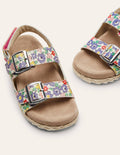 Sandales en cuir style espadrilles-Multi