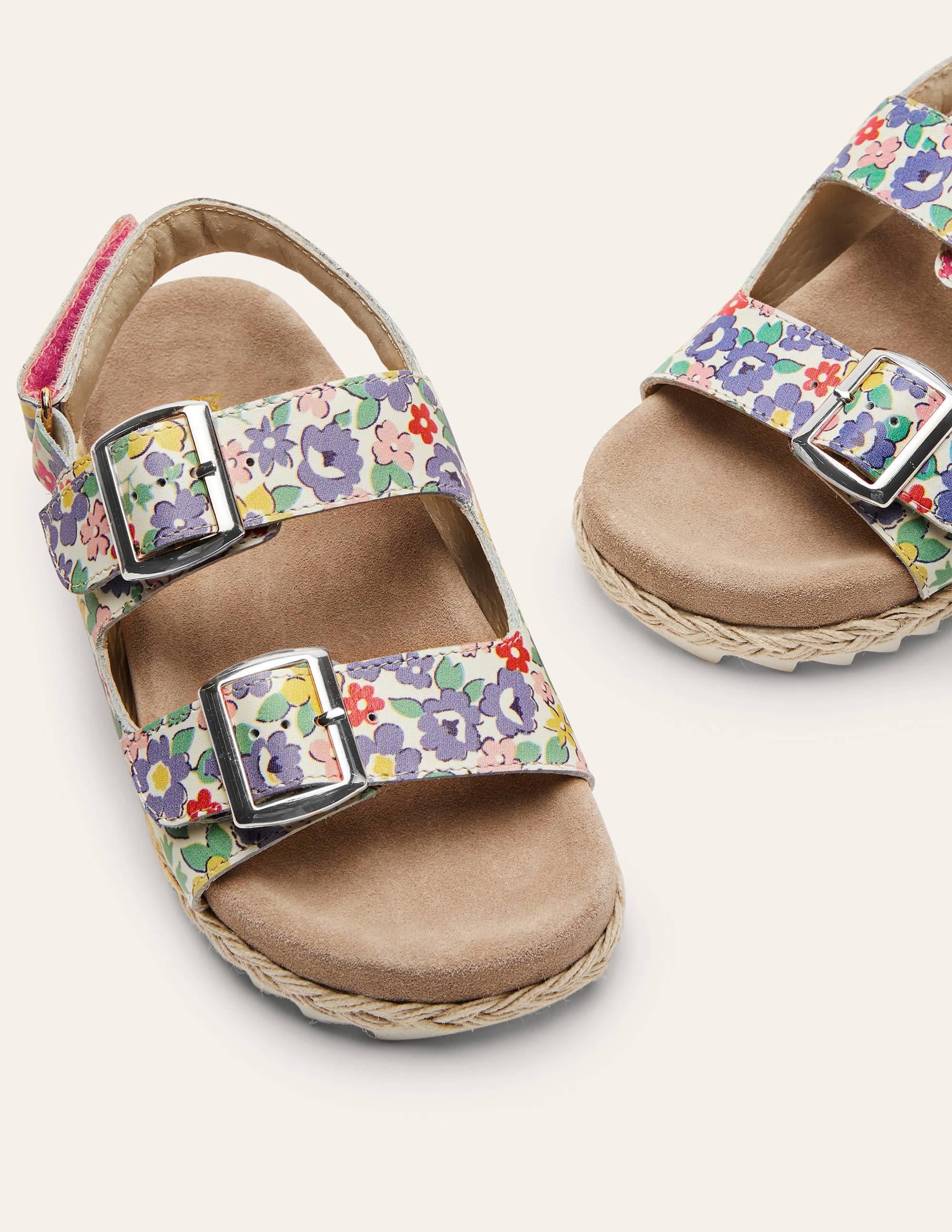 Sandales en cuir style espadrilles-Multi - Image 1