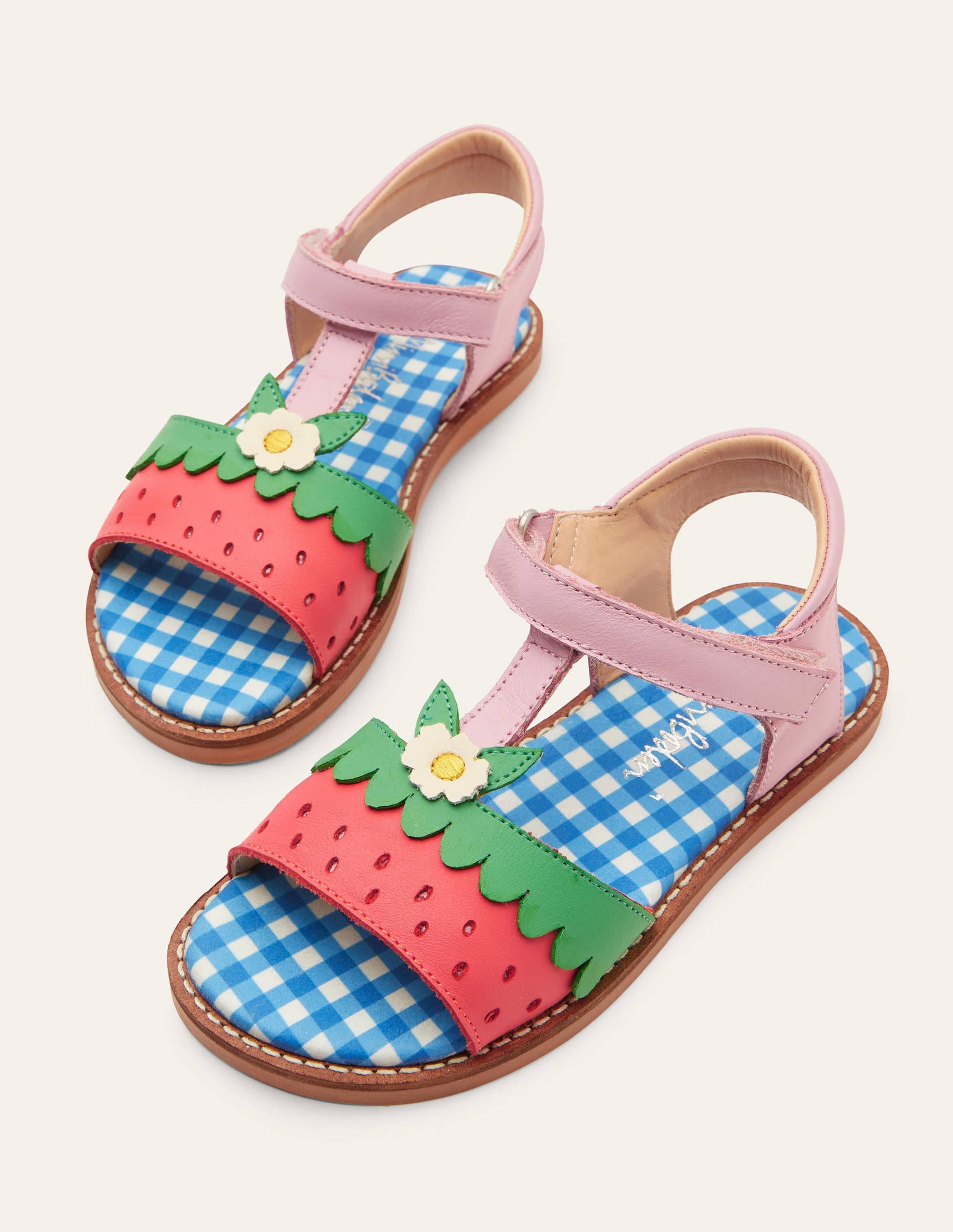 Gepolsterte Ledersandalen-Erdbeere - Image 1