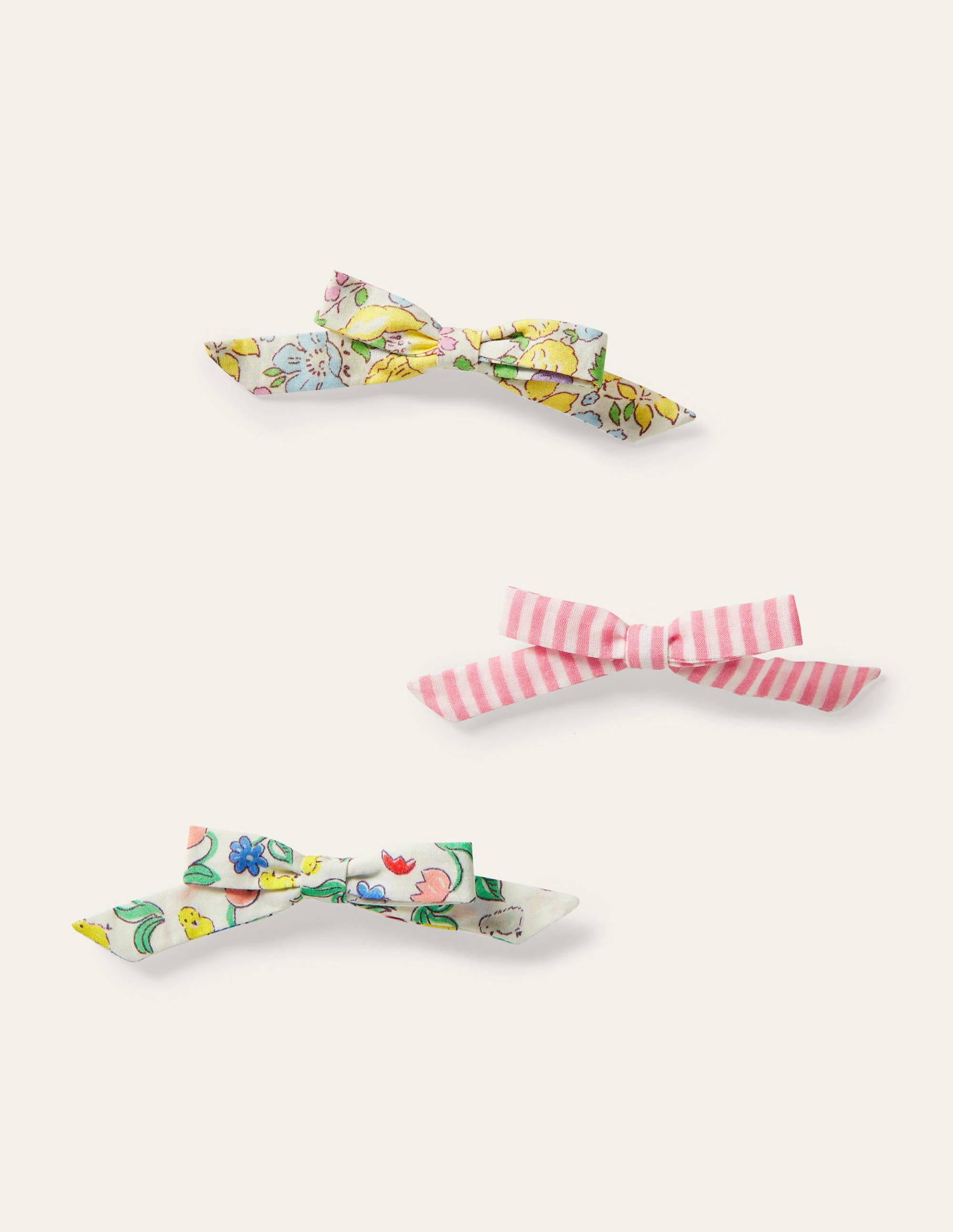 3 barrettes à cheveux avec nœud-Motif floral multi - Image 1