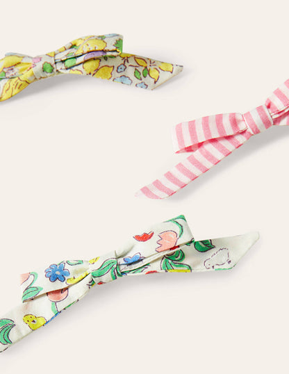 Haarclips mit Schleife im 3er-Pack-Bunt Blumenmuster-2