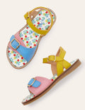 Ledersandalen mit Schnalle-Bunt, Leder