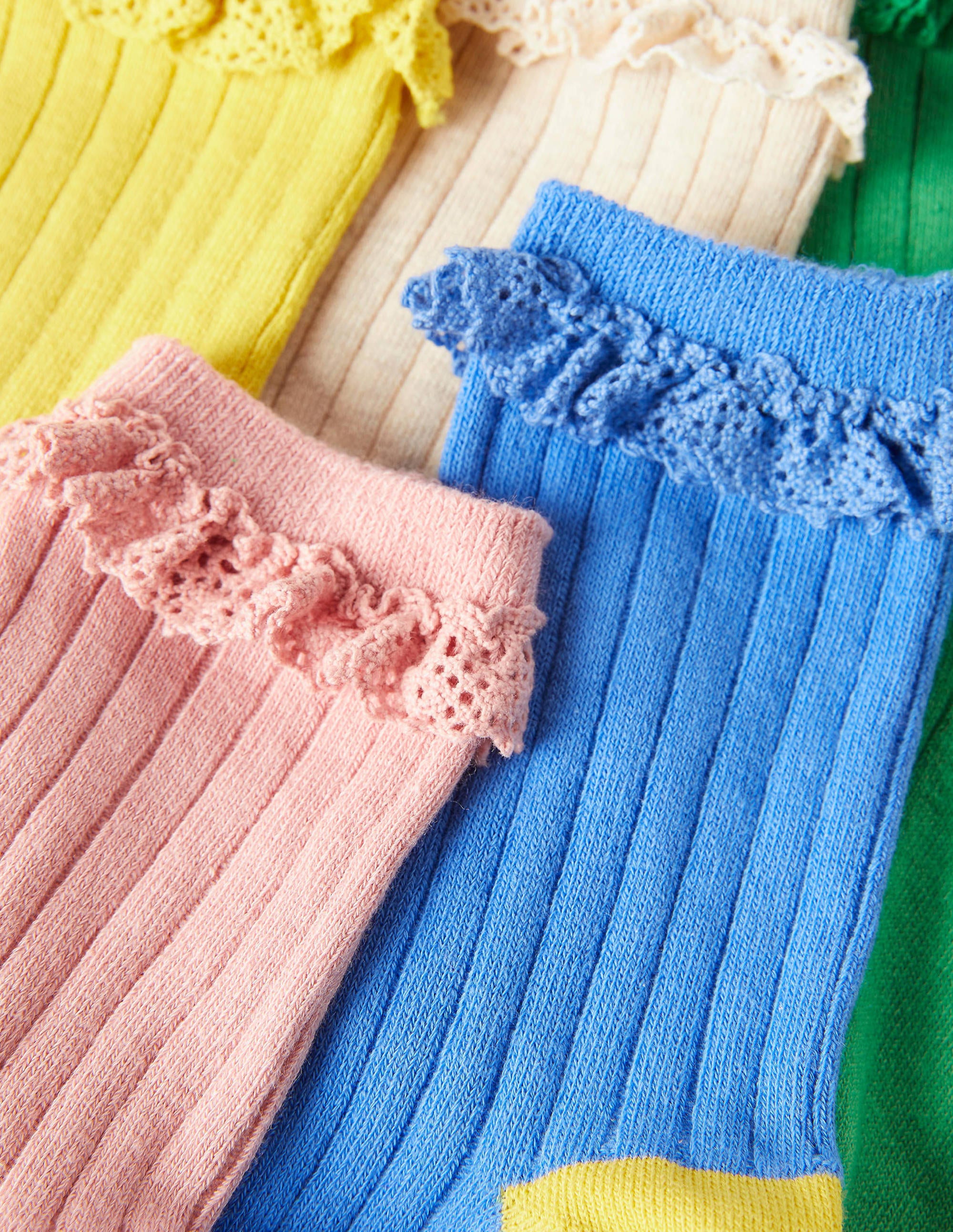5 paires de chaussettes côtelées à volants-Pastel multi - Image 4