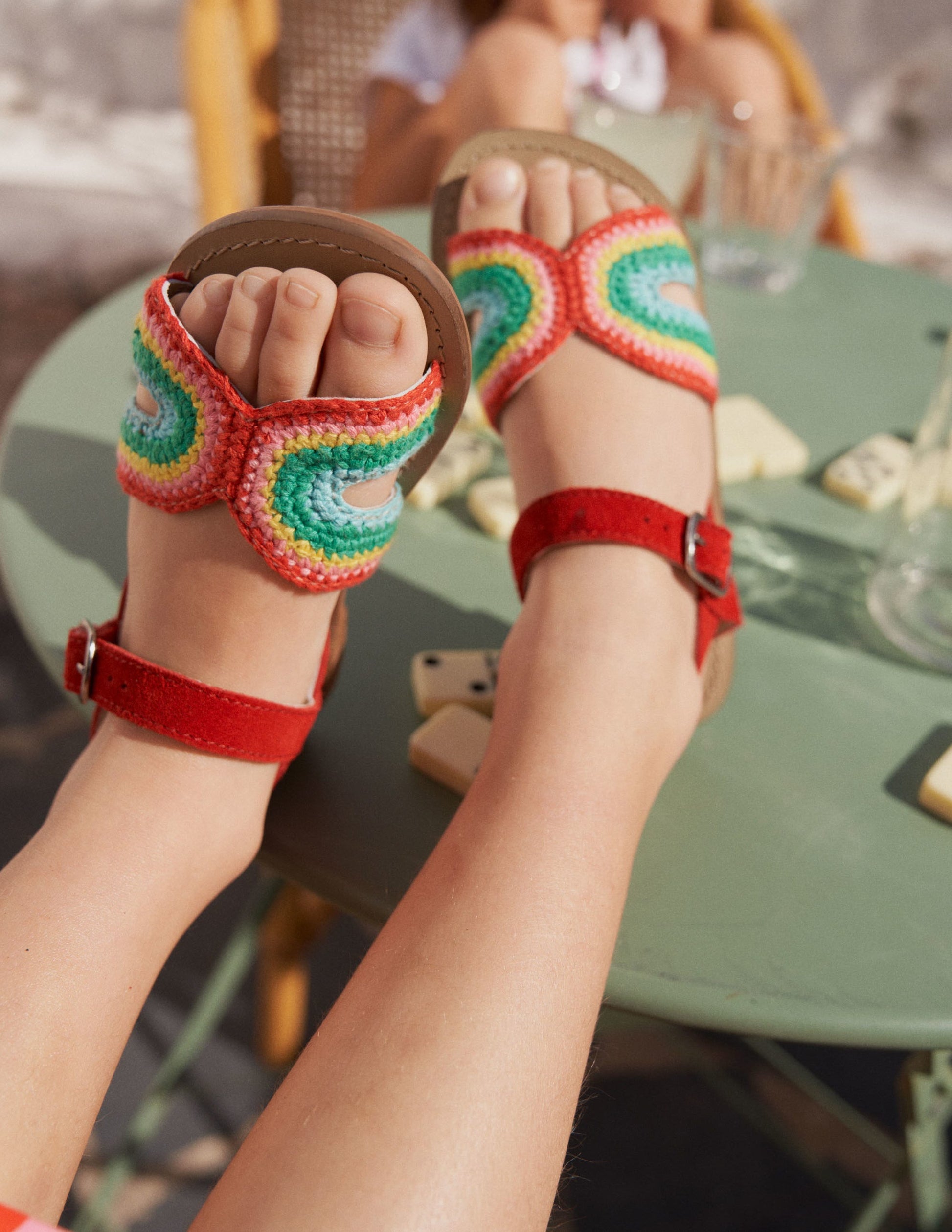Sandales en crochet-Rouge arc-en-ciel-4