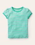 Short-Sleeved Pointelle Top-Aloe Green/Ivory