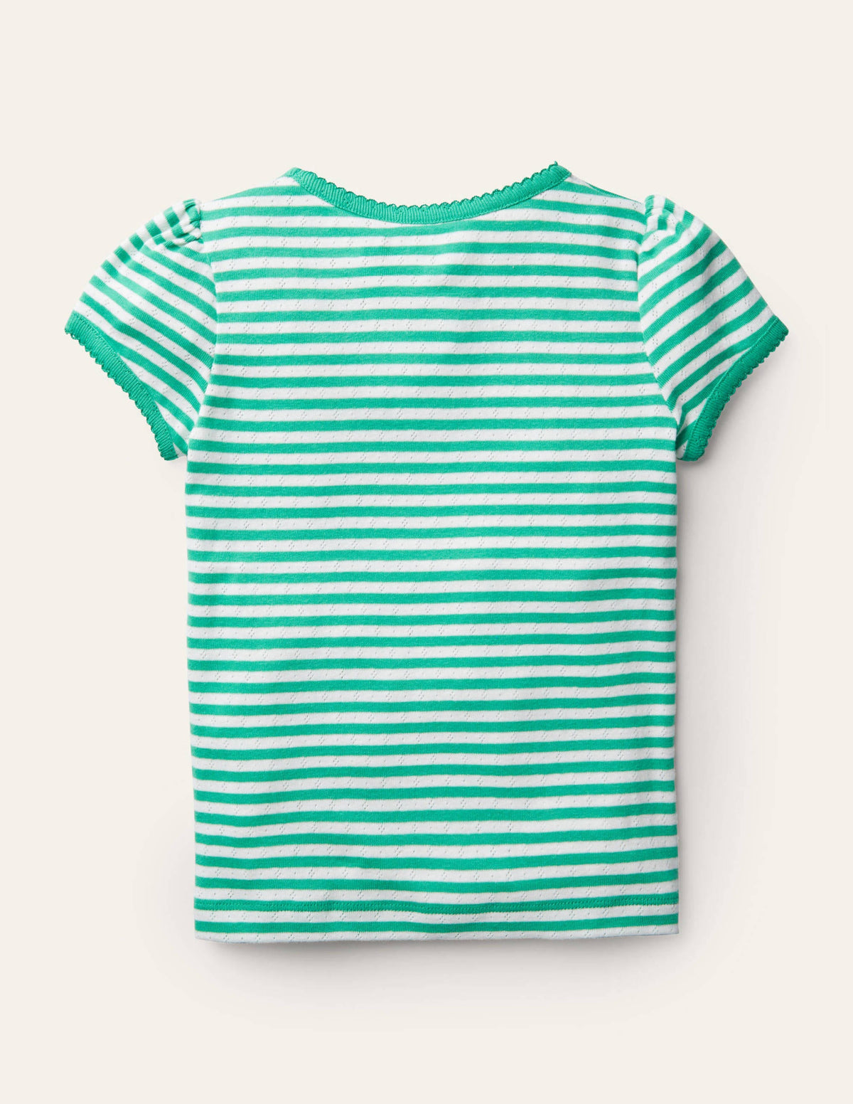 Short-Sleeved Pointelle Top-Aloe Green/Ivory-2