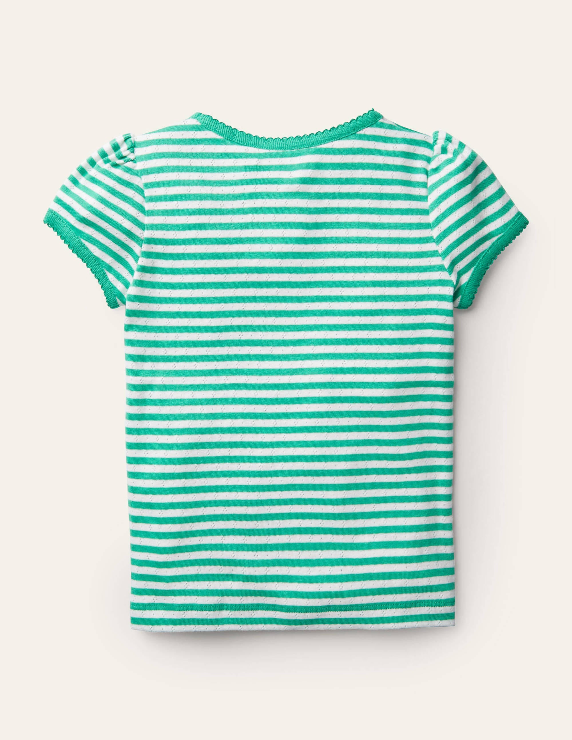 Short-Sleeved Pointelle Top-Aloe Green/Ivory - Image 2