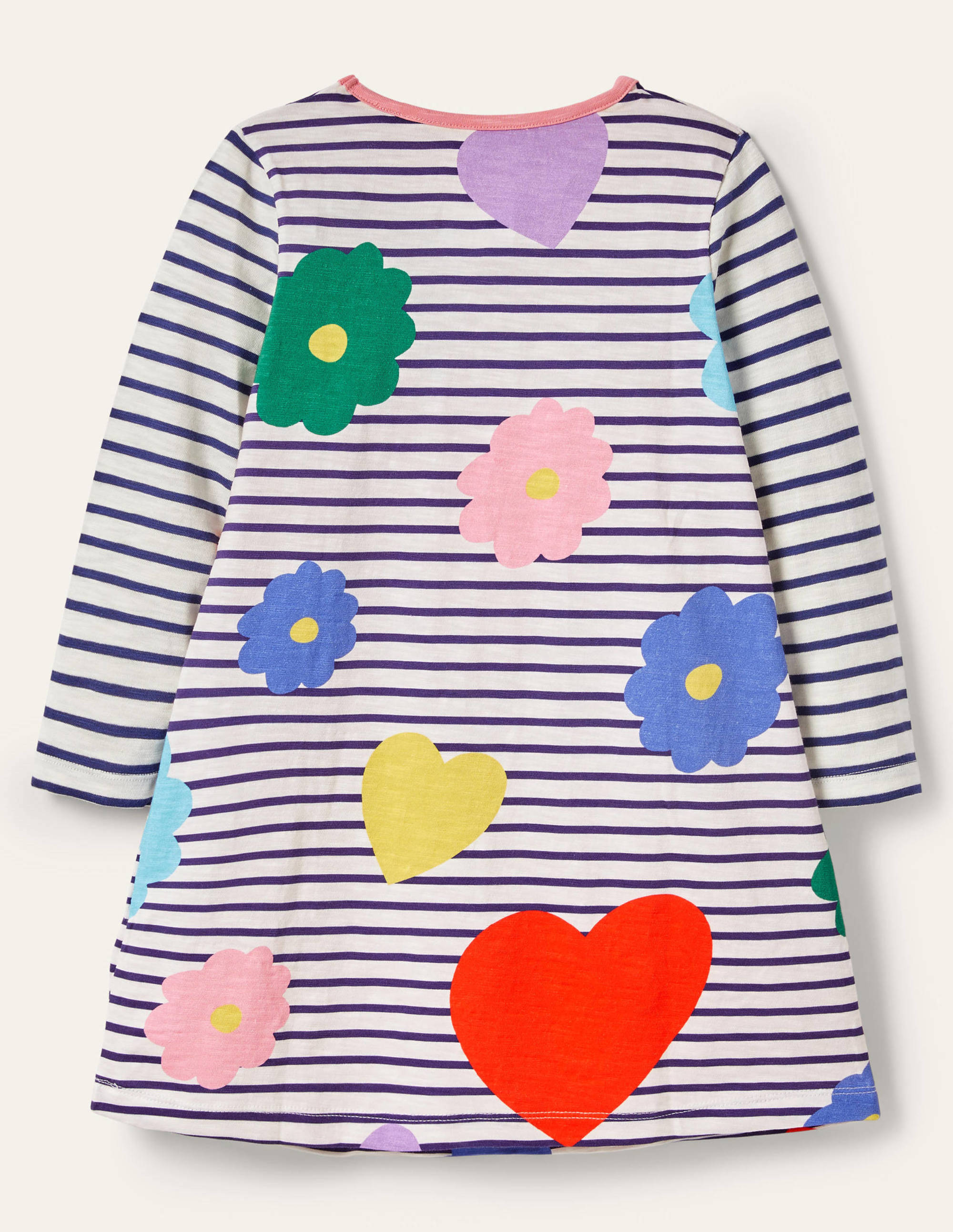 Fröhliches Jerseykleid mit Tasche-Naturweiß/Blau, Regenbogenfarbene Blumen - Image 2