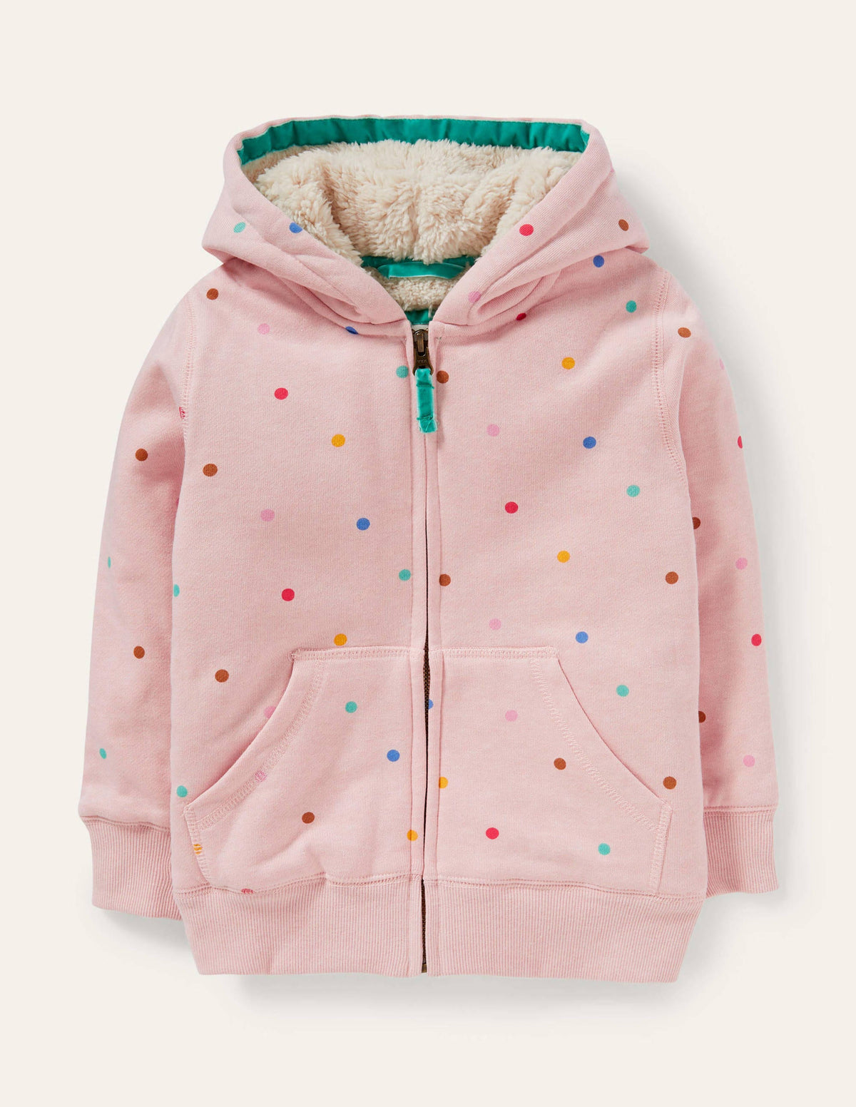 Shaggy-lined Hoodie-Provence Dusty Pink Multi Spot - Image 1