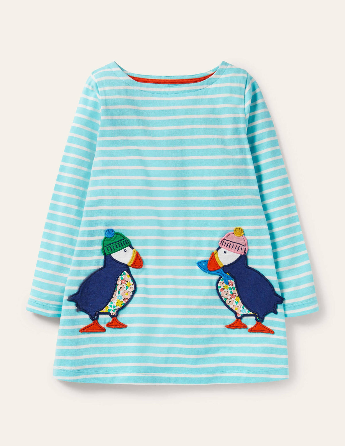 Tunika mit applizierter Tasche-Wasserblau/Naturweiß, Papageitaucher - Image 1