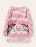 Tunika mit applizierter Tasche-Mandelblütenrosa/Naturweiß, Pferd