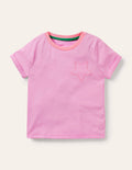 Flammgarn-T-Shirt mit Sterntasche-Weidenröschenrosa