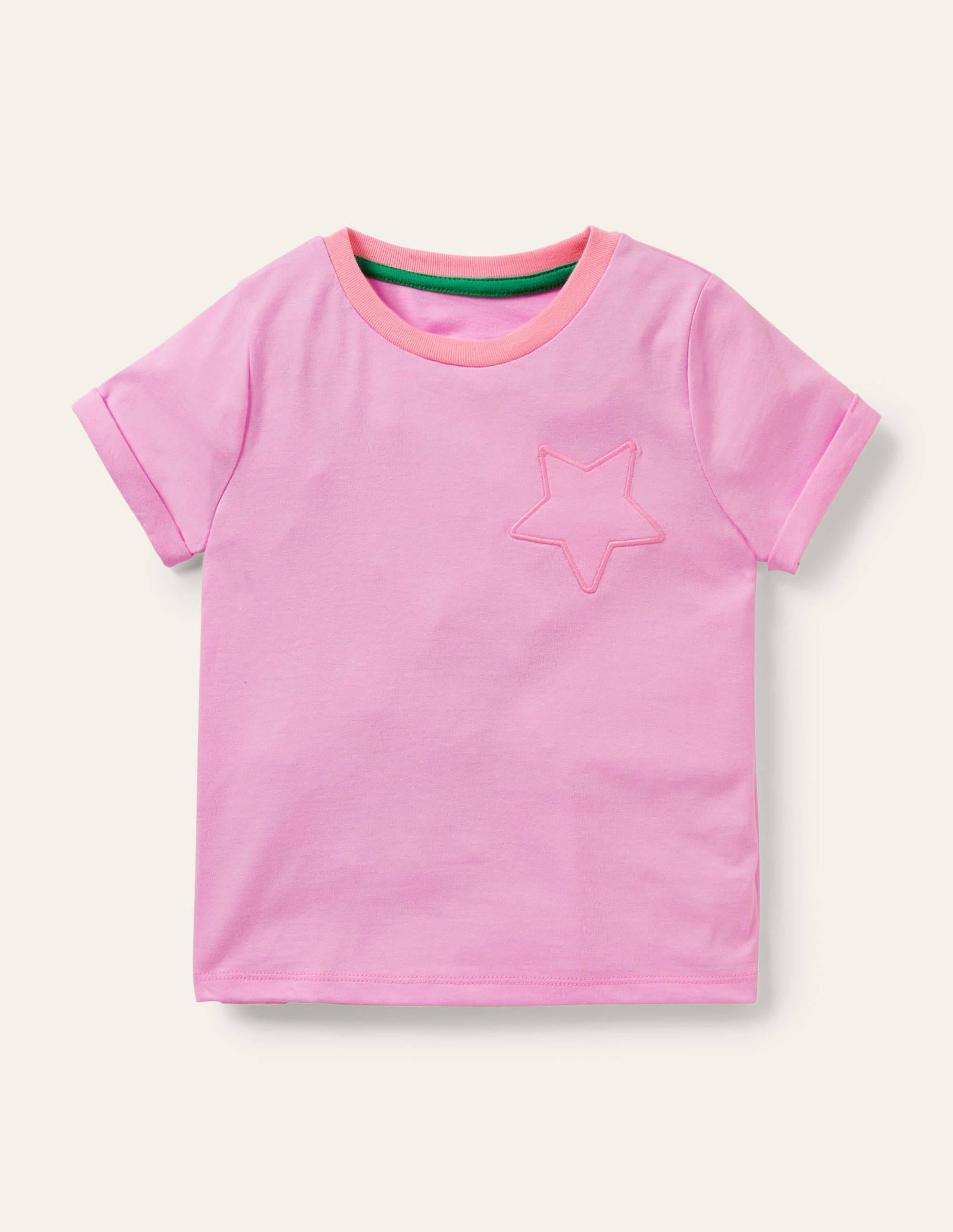 Flammgarn-T-Shirt mit Sterntasche-Weidenröschenrosa - Image 1