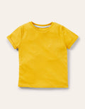 Flammgarn-T-Shirt mit Sterntasche-Narzissengelb