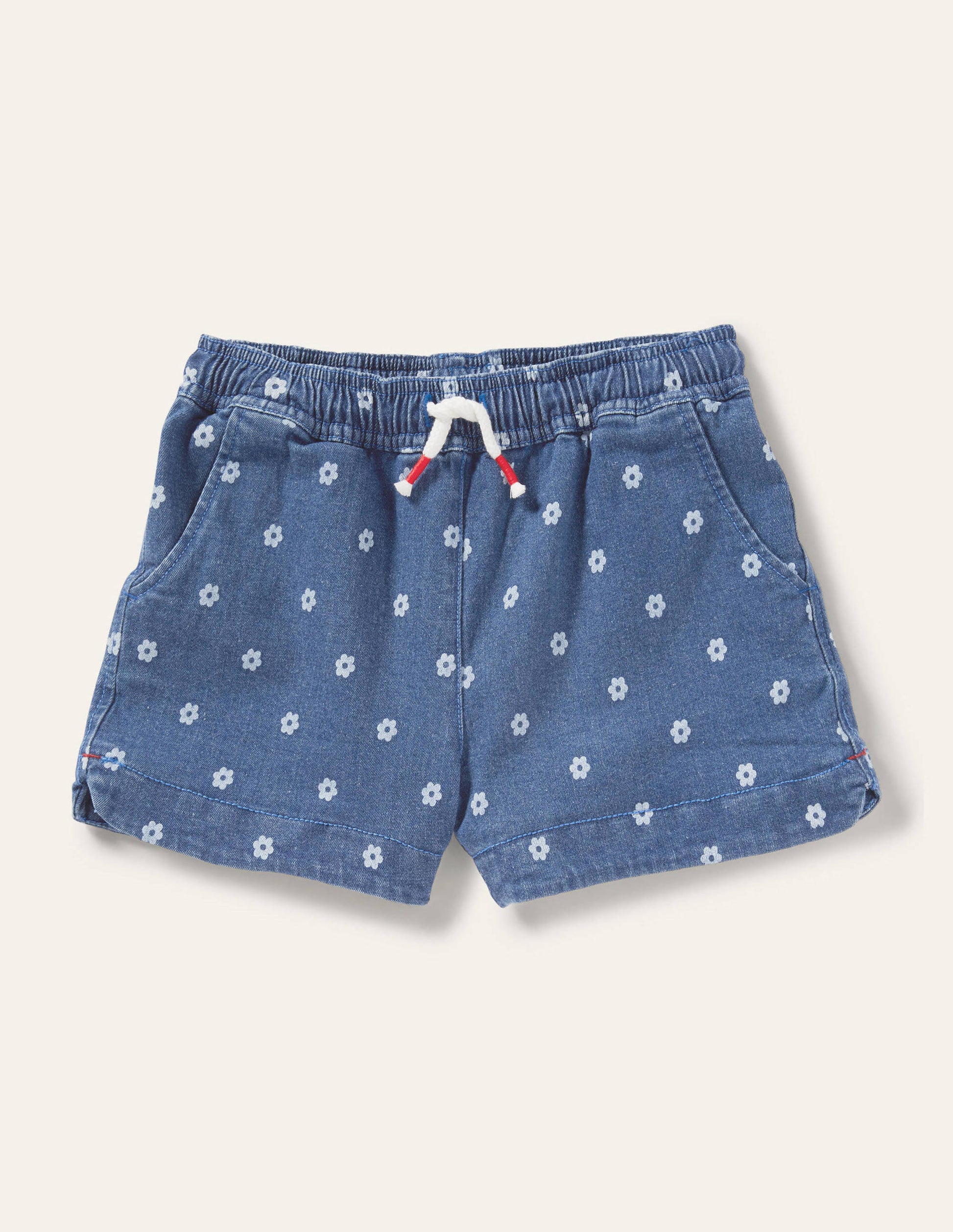 Shorts mit Herztaschen-Denim, Gänseblümchen-1