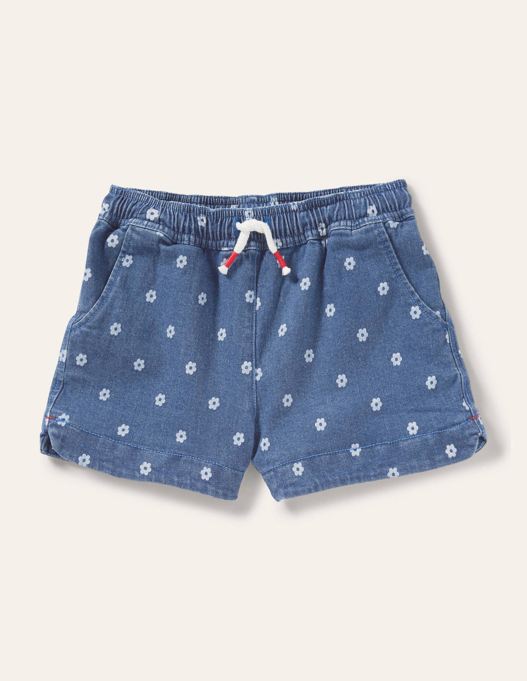 Shorts mit Herztaschen-Denim, Gänseblümchen - Image 1