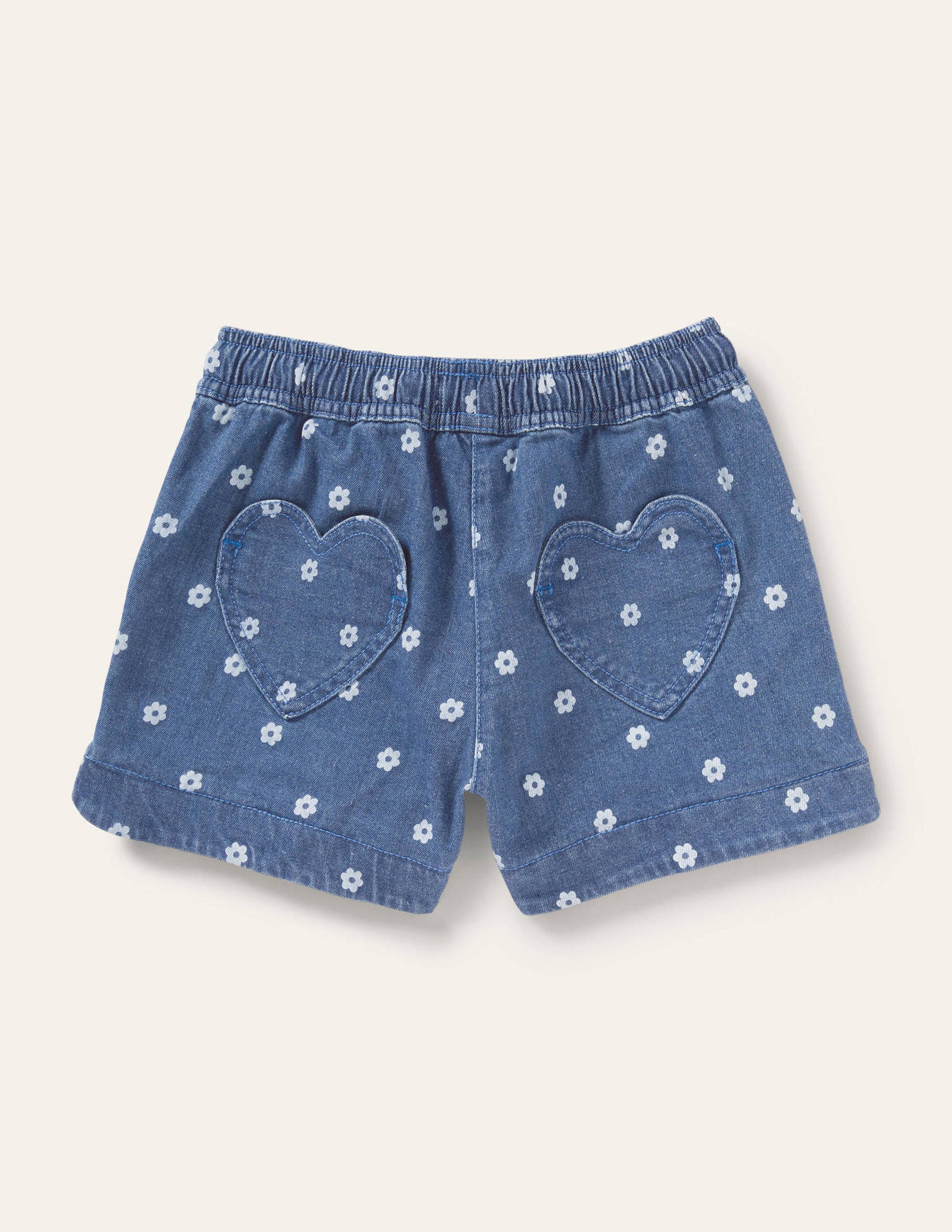 Shorts mit Herztaschen-Denim, Gänseblümchen-2