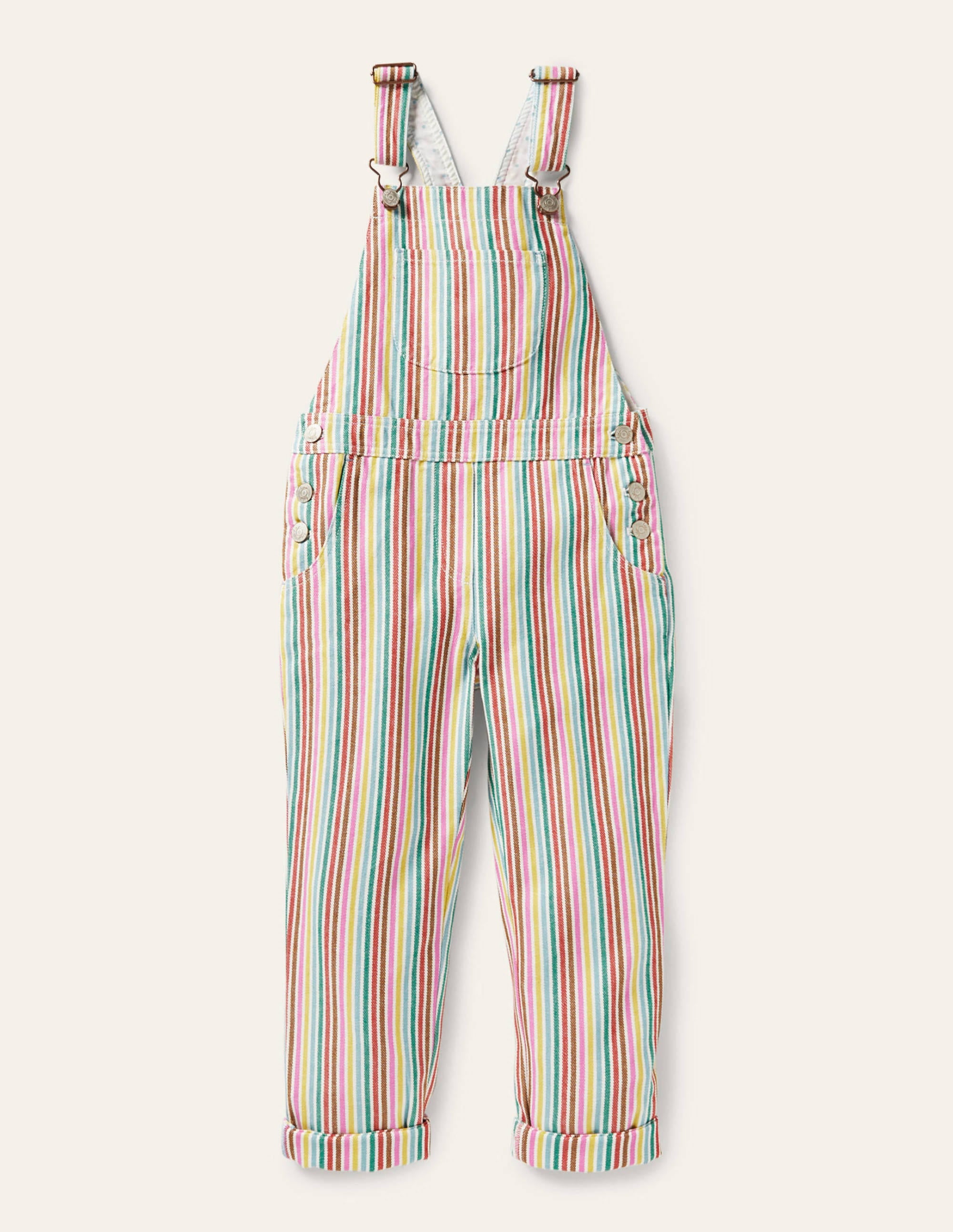 Fröhliche Latzhose-Bunt, Feine Streifen - Image 1