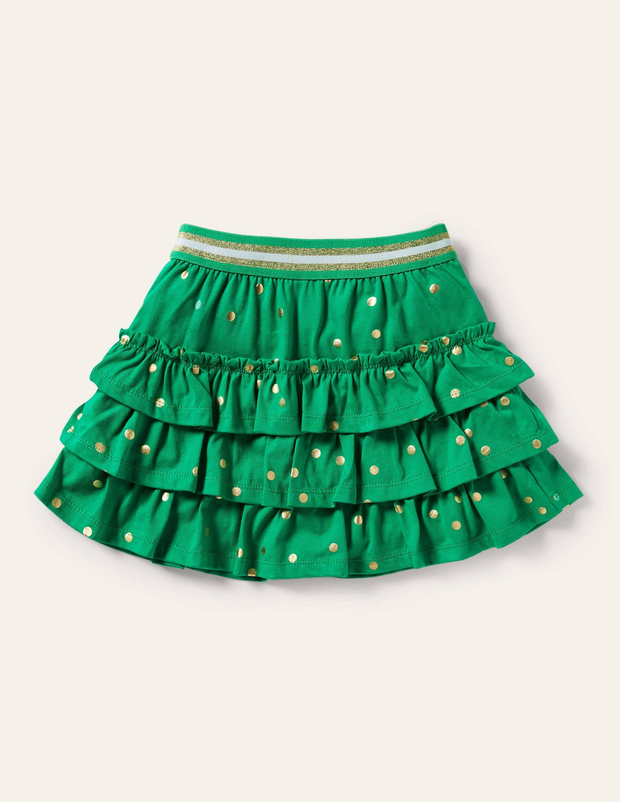 Jersey-Skort mit Rüschen-Paprikagrün/Gold, Getupft - Image 2