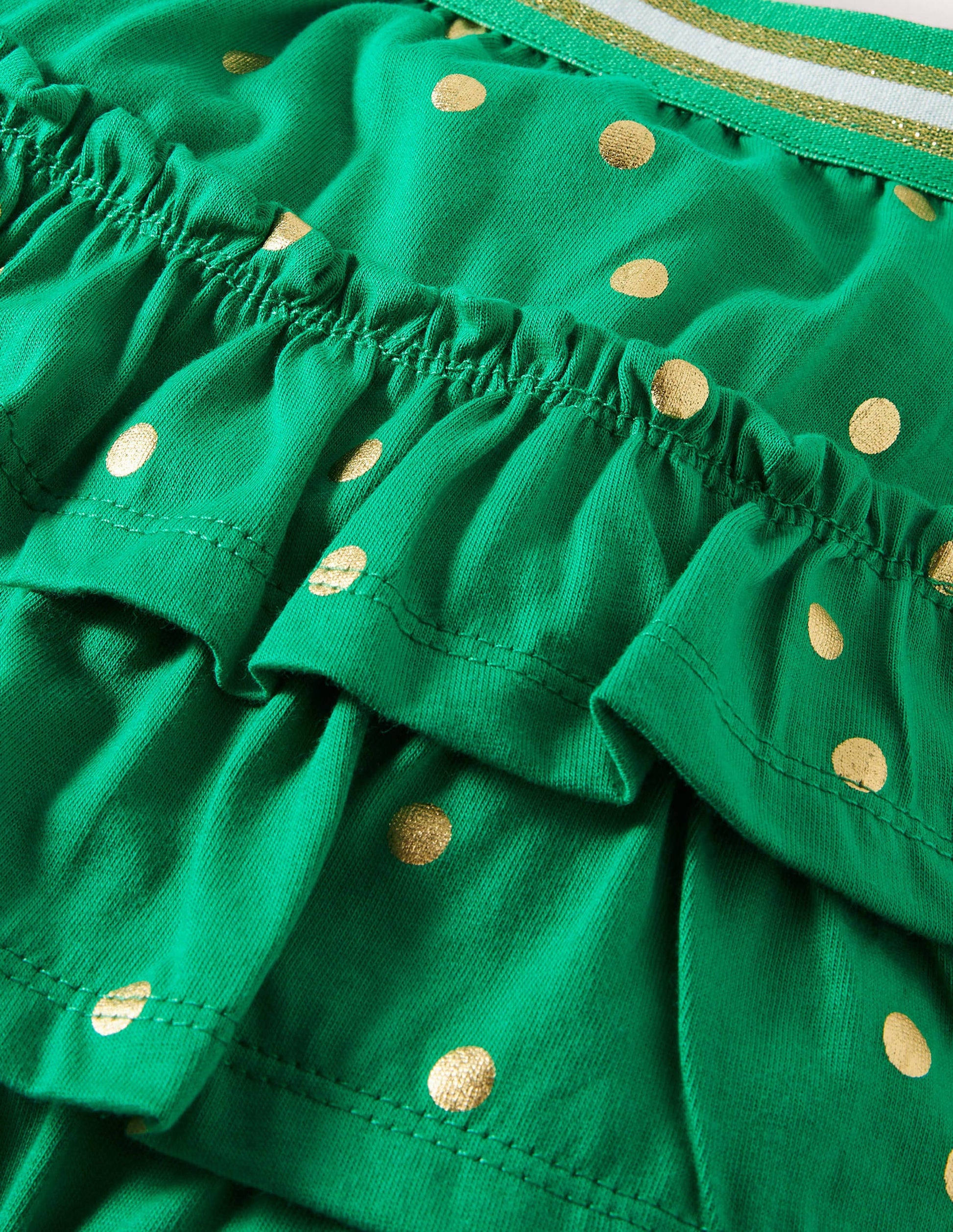 Jersey-Skort mit Rüschen-Paprikagrün/Gold, Getupft-3