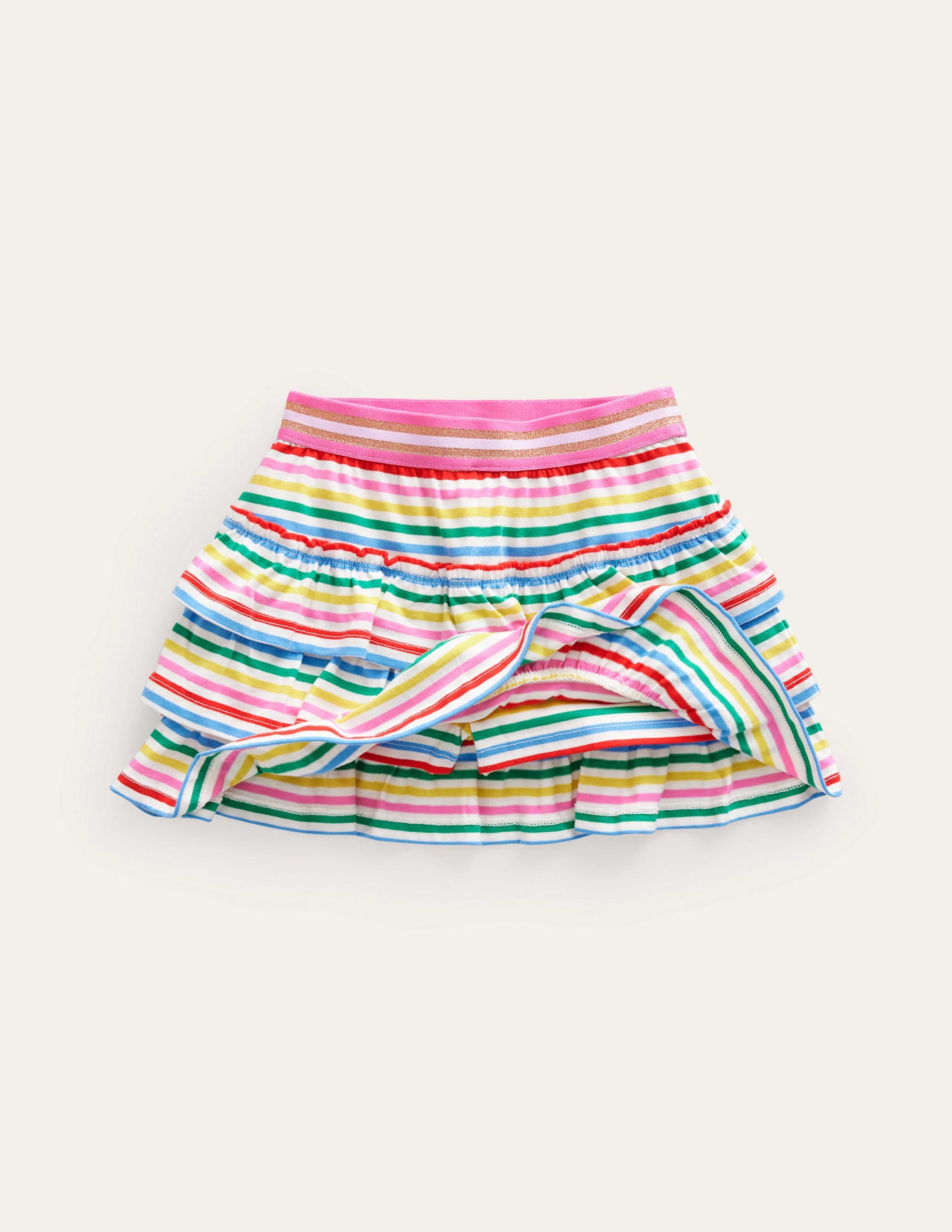 Jersey-Skort mit Rüschen-Bunt, Blockfarben - Image 4