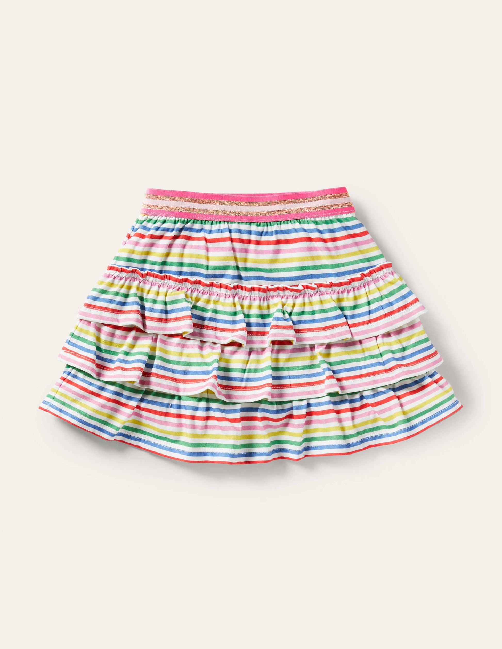 Jupe-short volantée en jersey-Rayé multi-1