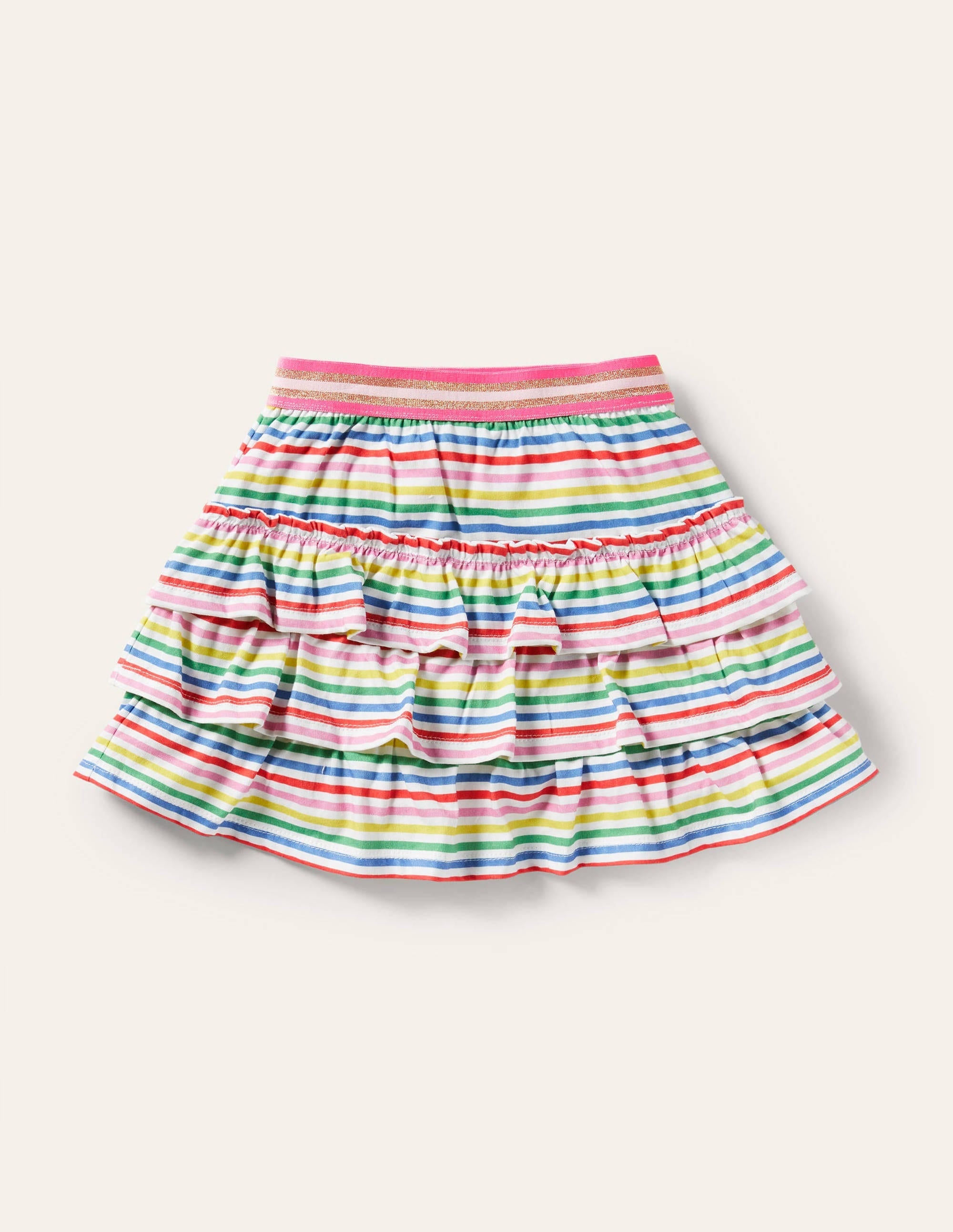 Jupe-short volantée en jersey-Rayé multi - Image 1