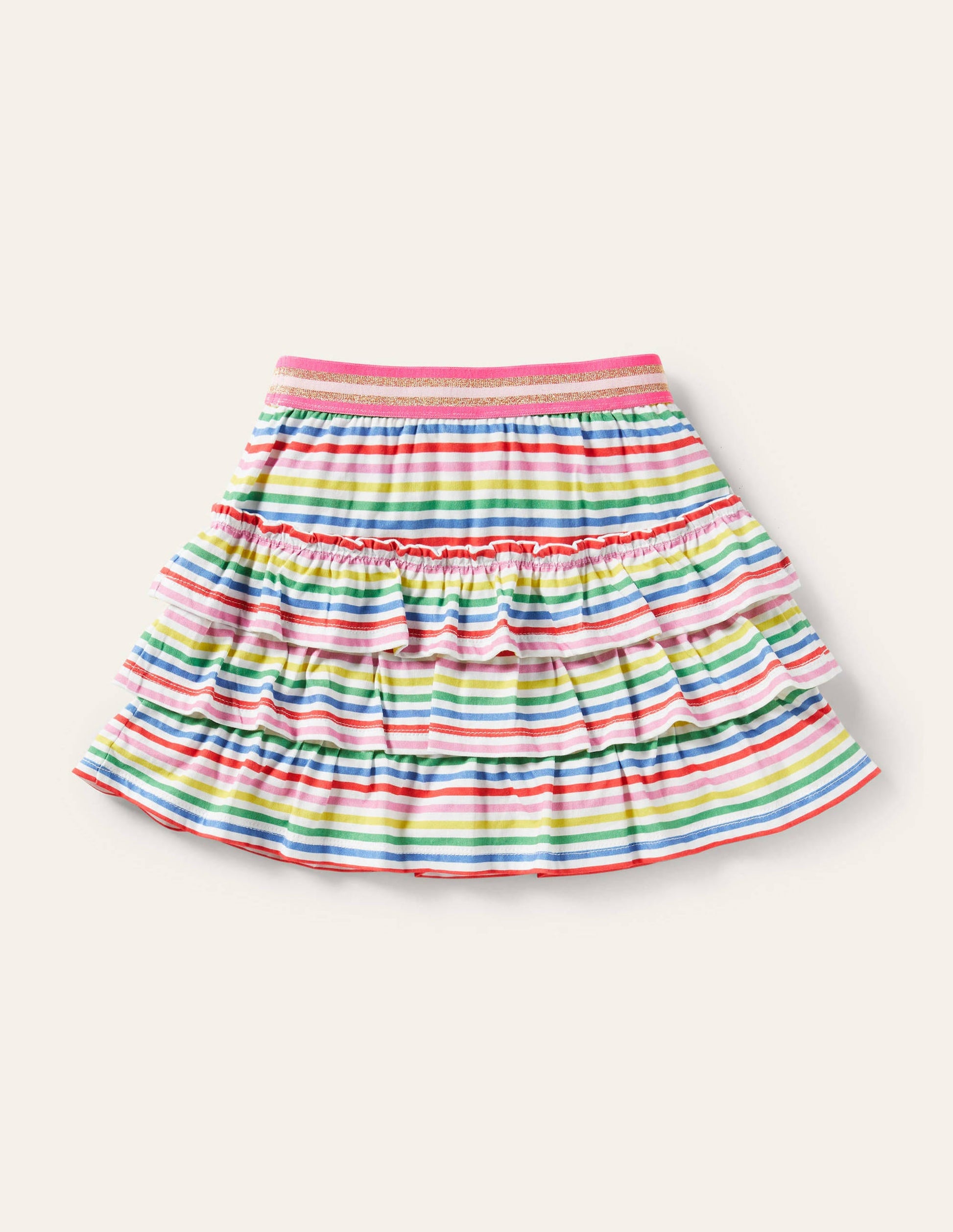 Jupe-short volantée en jersey-Rayé multi-2