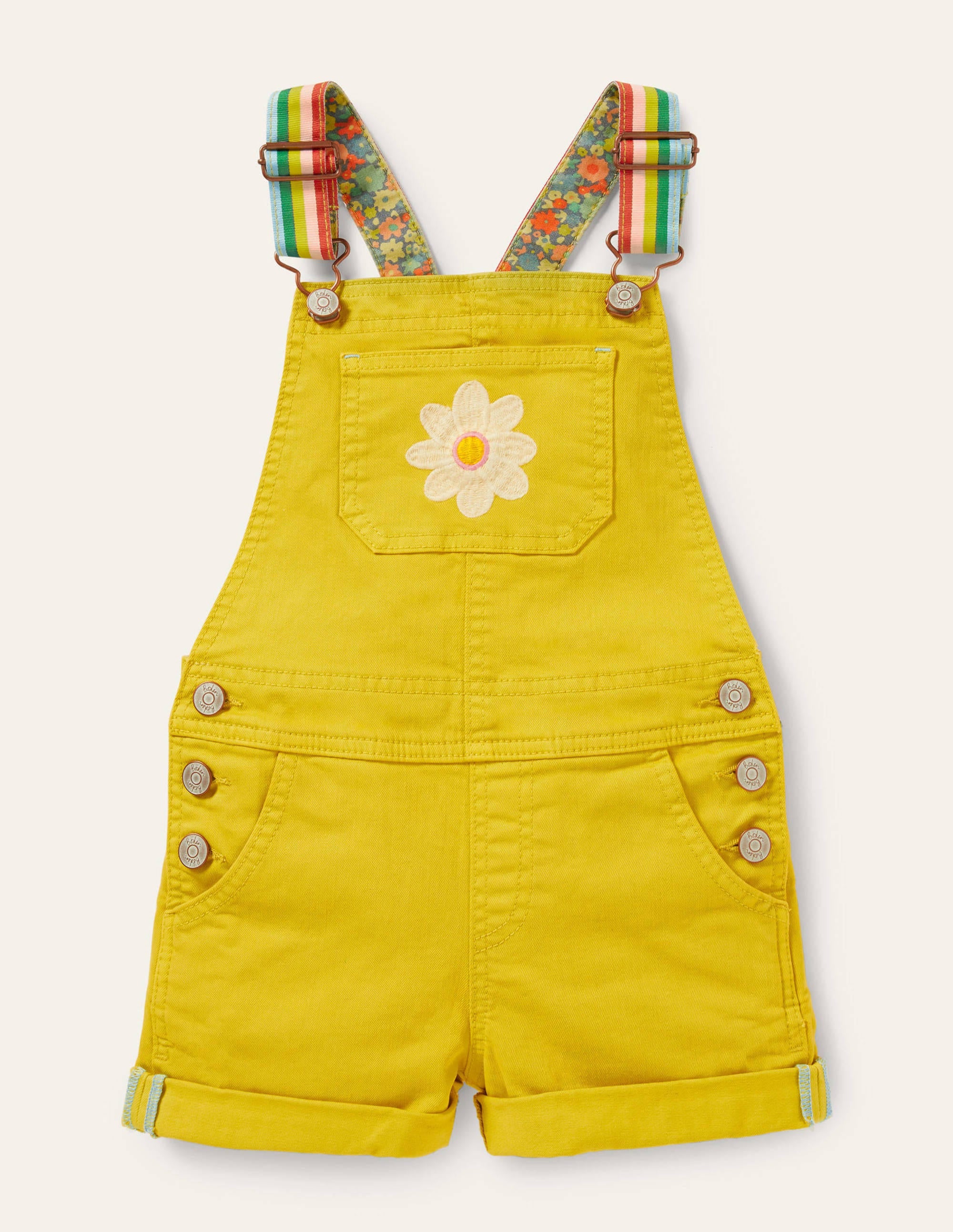 Fun Short Dungarees-Sweetcorn Yellow Flower - Image 1