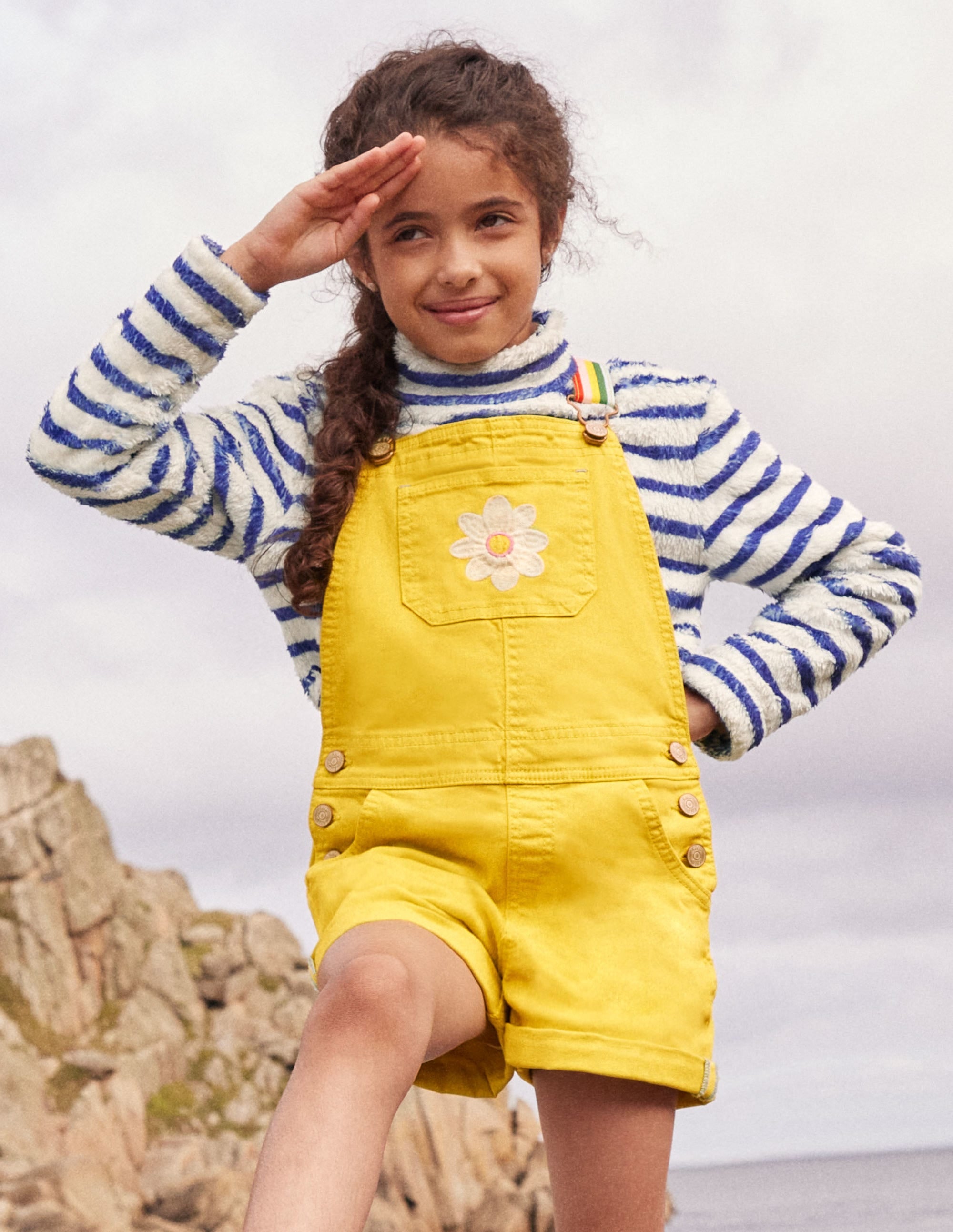Fun Short Dungarees-Sweetcorn Yellow Flower - Image 6
